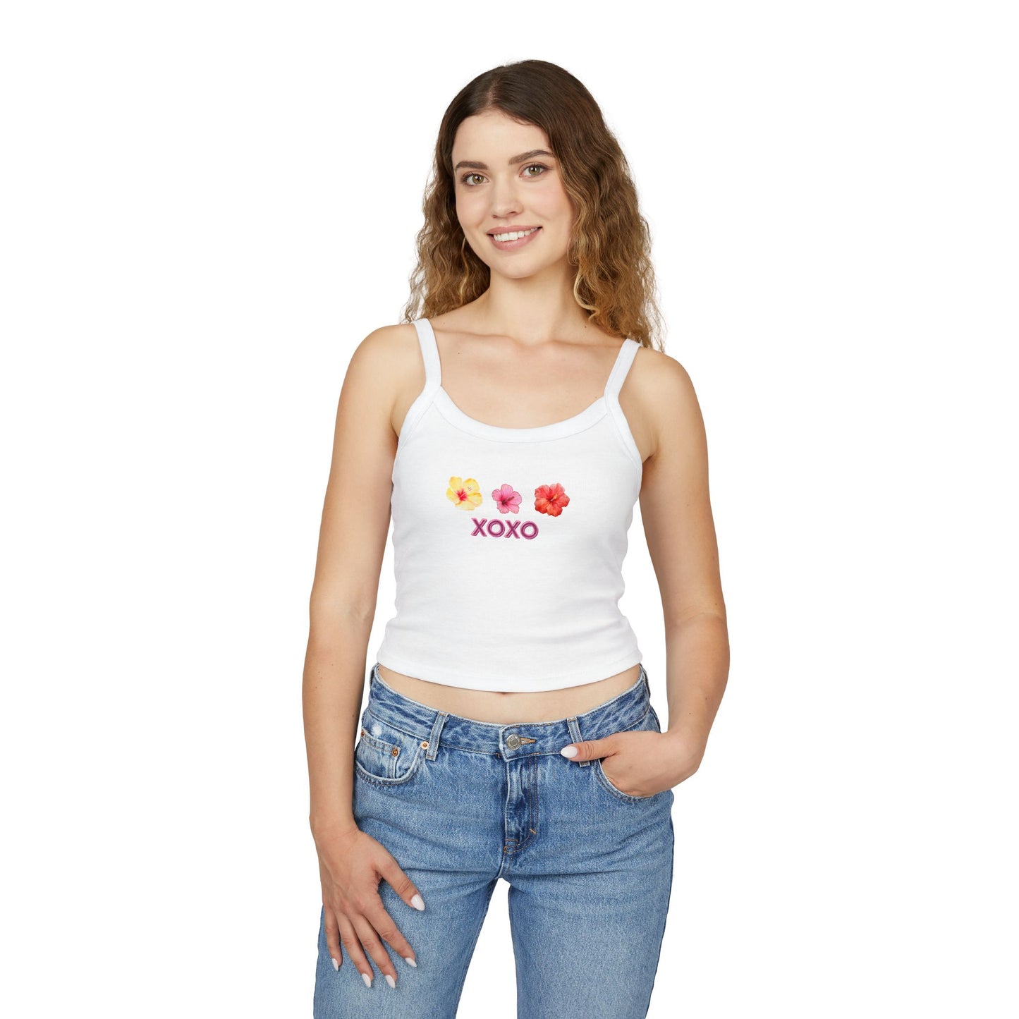 Hibiscus XOXO Women's Spaghetti Strap Tank Top
