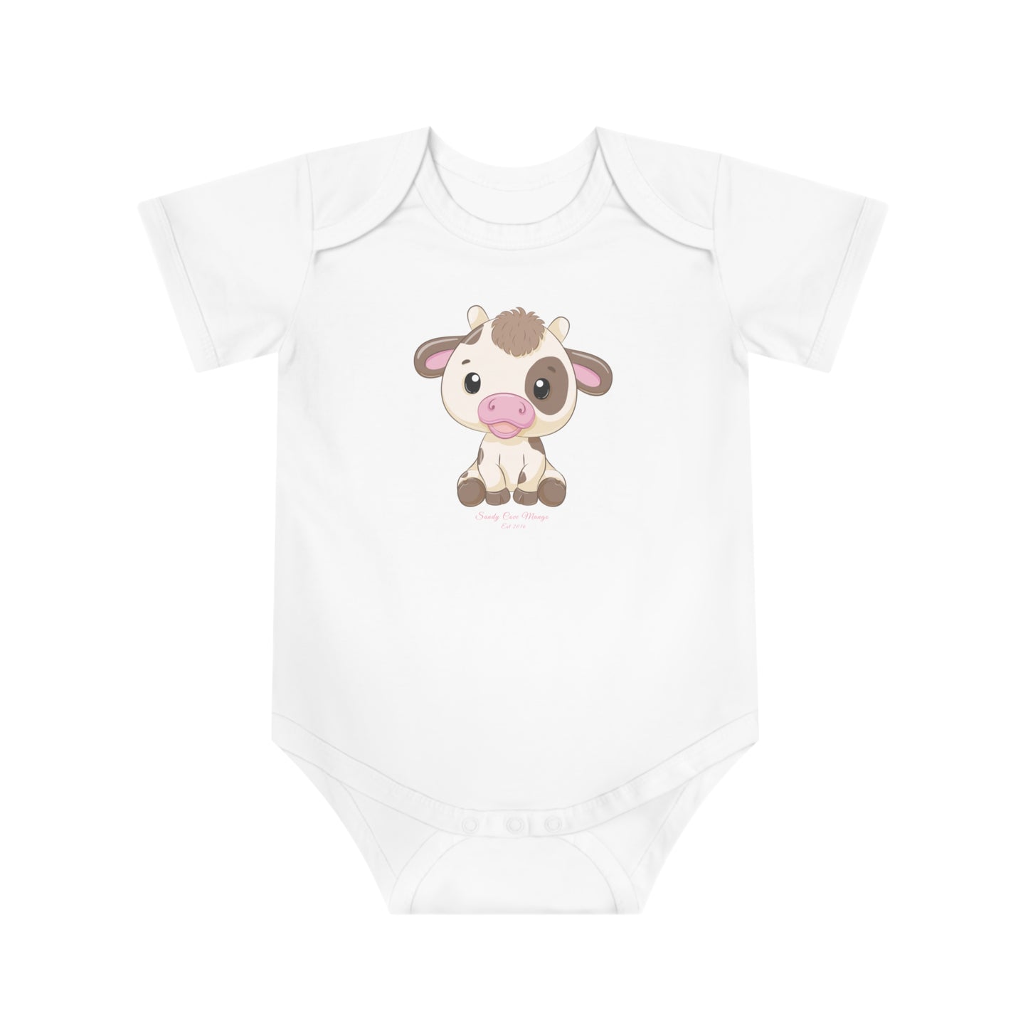 Sandy Cove Mango Cute Cow Baby Short Sleeve Bodysuit