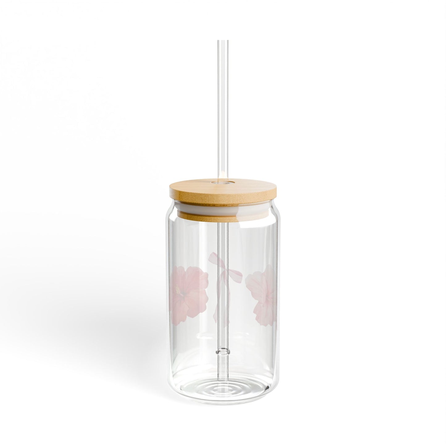 Bow/Hibiscus Sipper Glass, 16oz