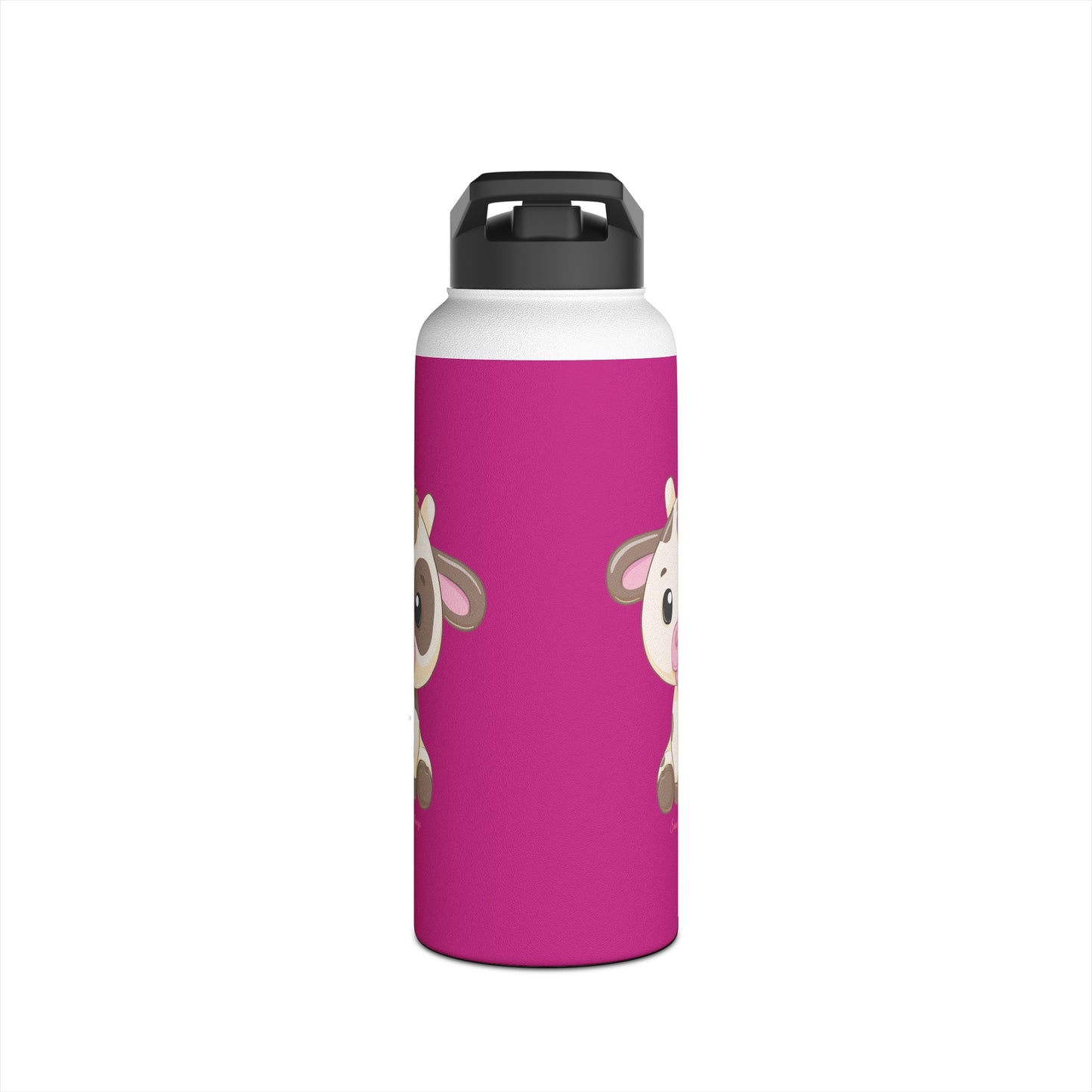 Sandy Cove Mango Cute Cow Stainless Steel Water Bottle, Standard Lid