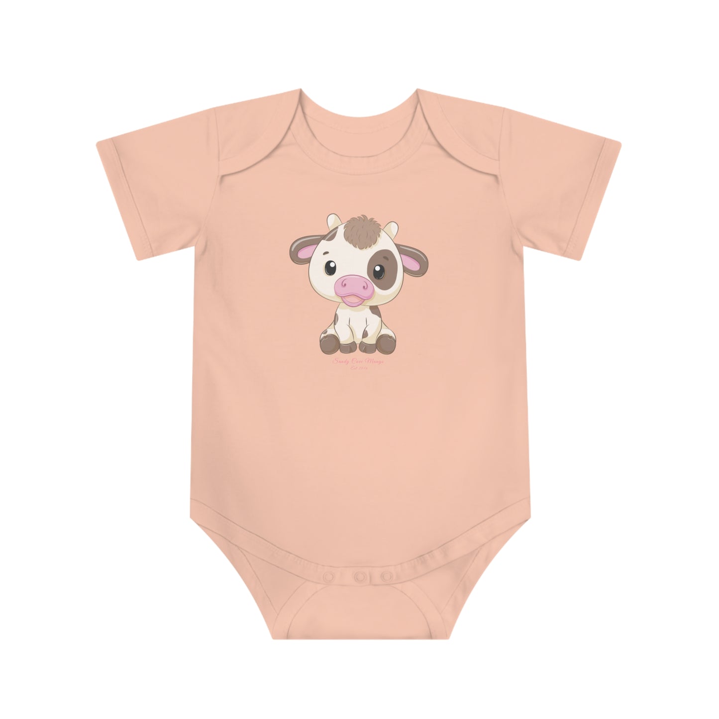 Sandy Cove Mango Cute Cow Baby Short Sleeve Bodysuit