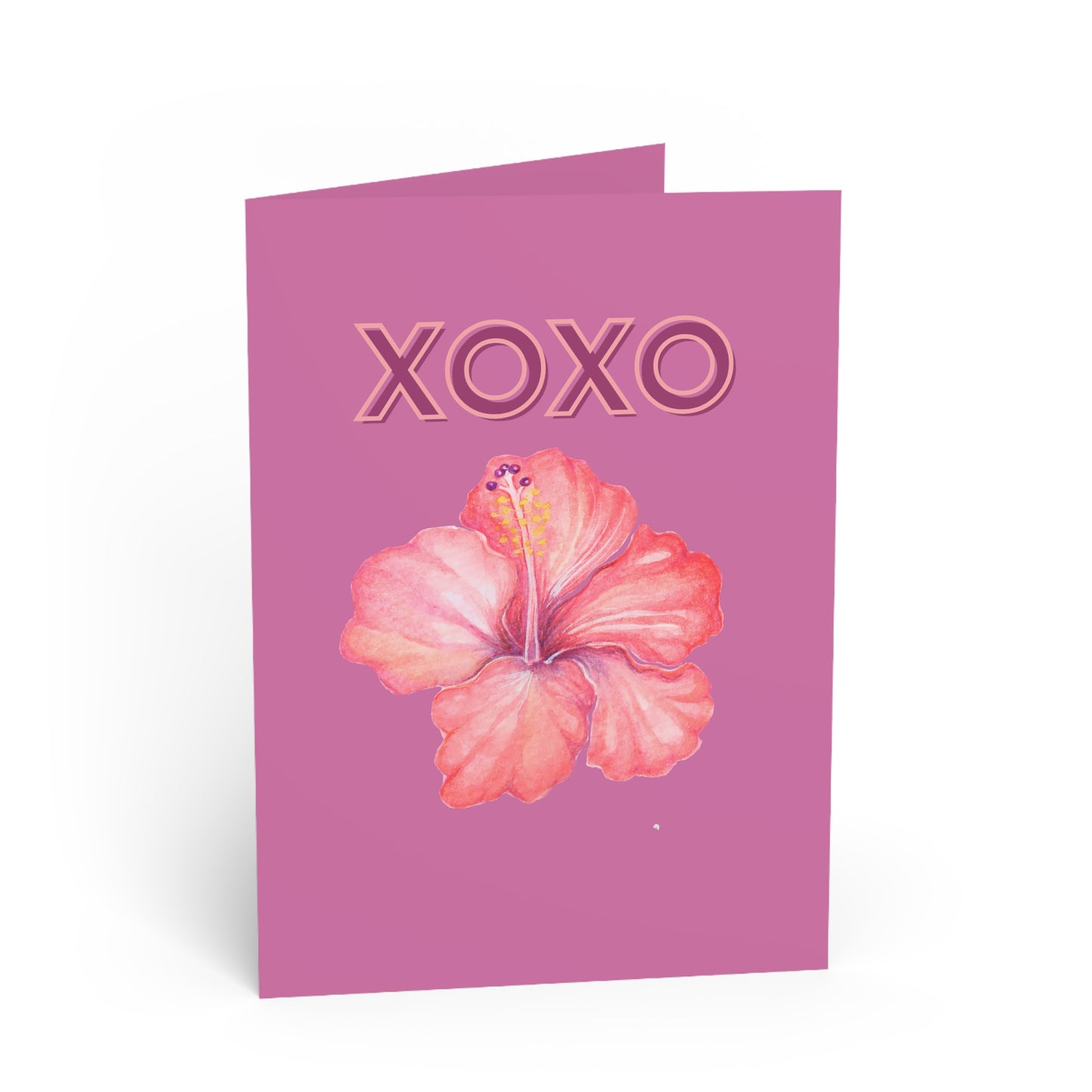 Valentine's Day Hibiscus XOXO Greeting Card (inside message 'You won my heart'