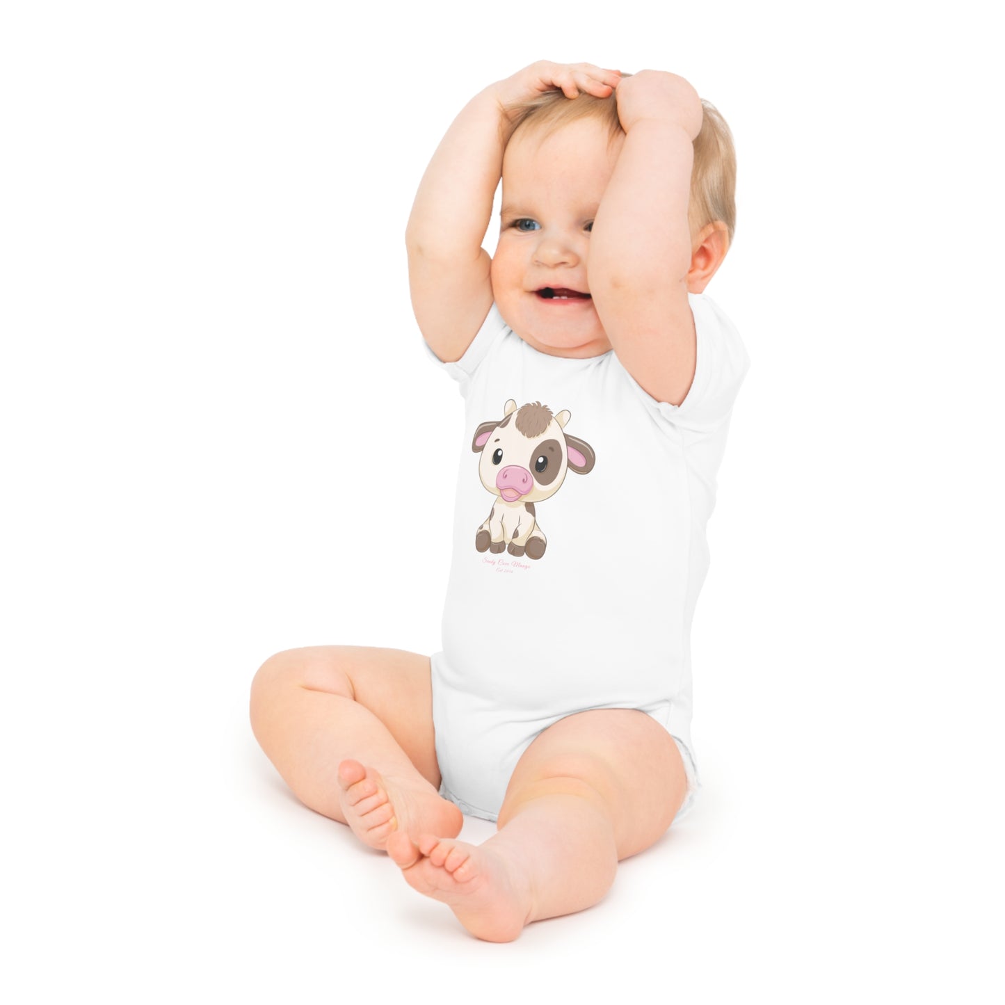 Sandy Cove Mango Cute Cow Baby Short Sleeve Bodysuit