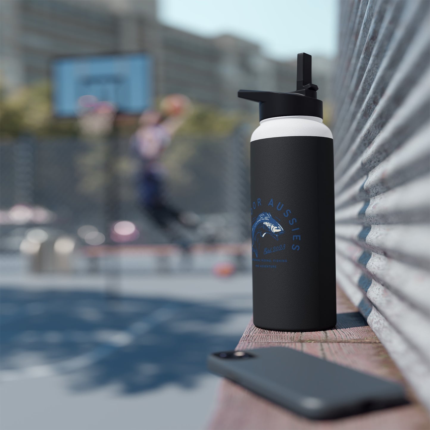 Outdoor Aussies Barra Stainless Steel Water Bottle, Standard Lid