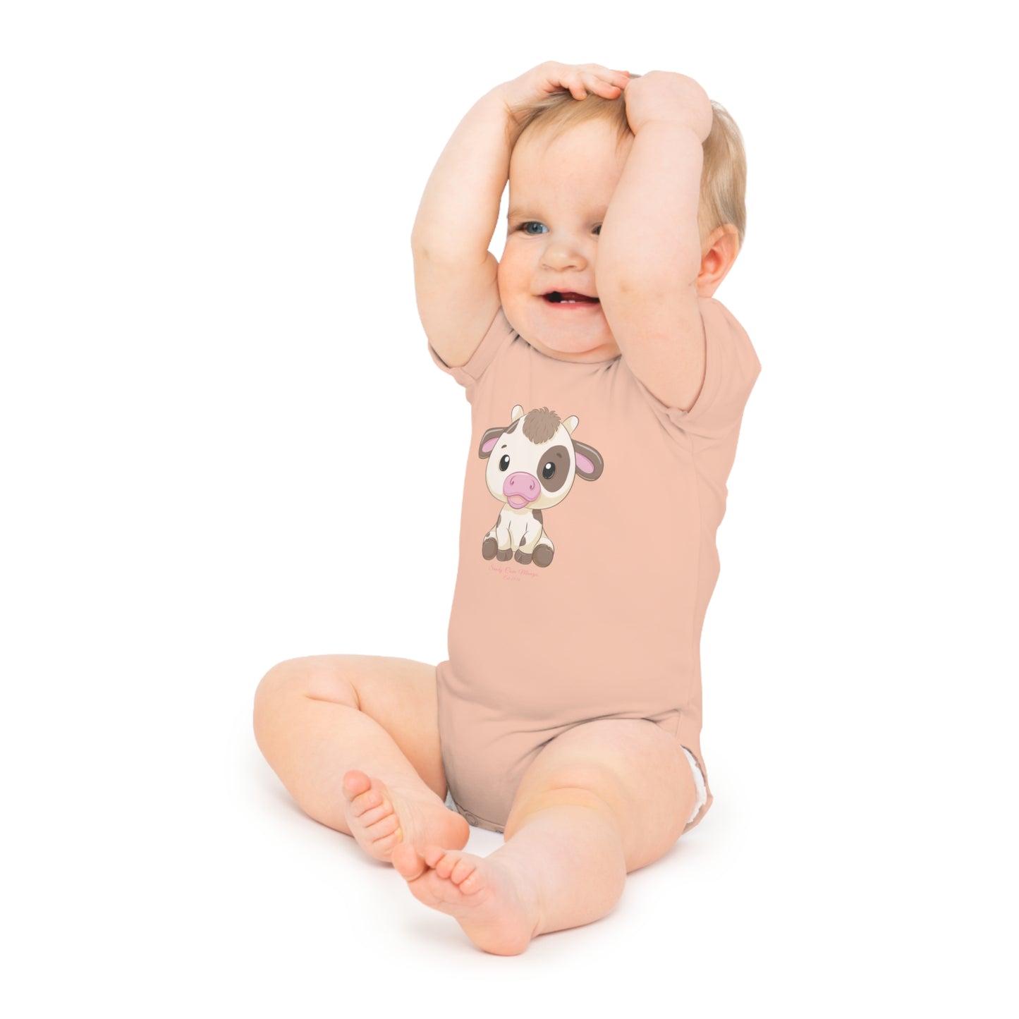 Sandy Cove Mango Cute Cow Baby Short Sleeve Bodysuit