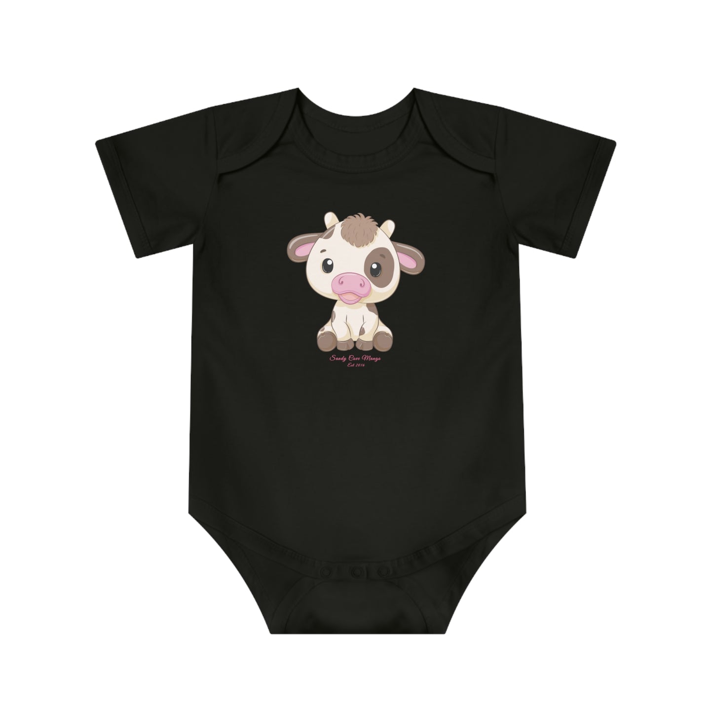 Sandy Cove Mango Cute Cow Baby Short Sleeve Bodysuit