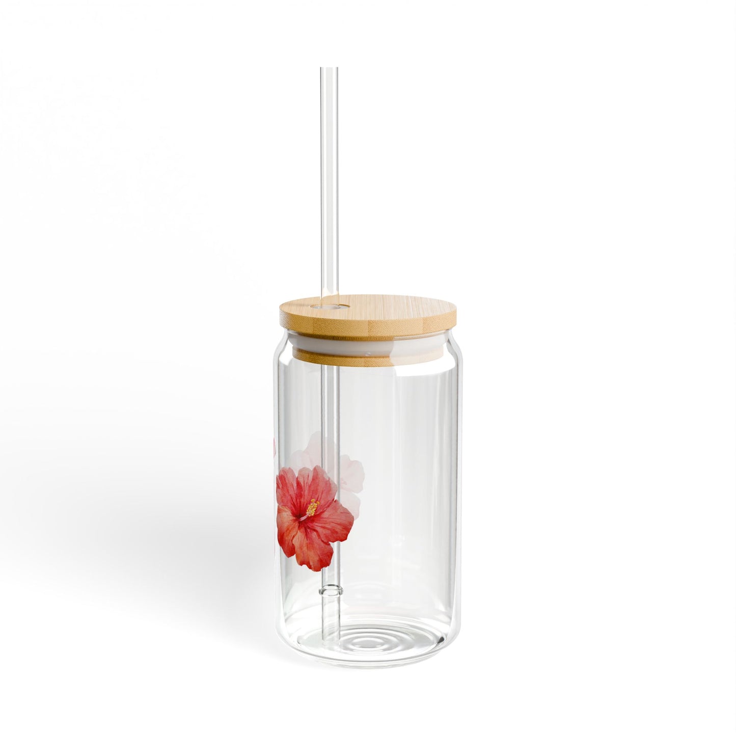 Bow/Hibiscus Sipper Glass, 16oz