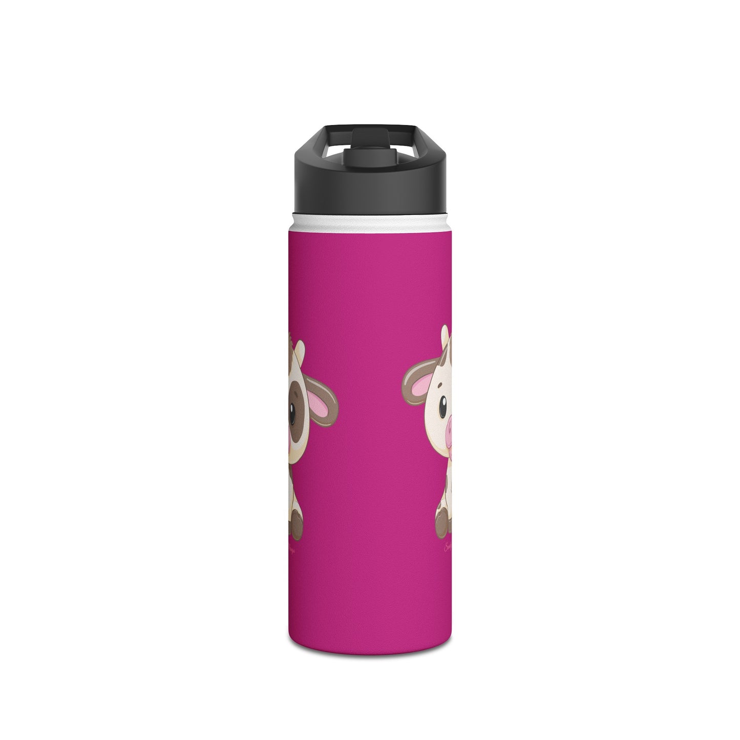 Sandy Cove Mango Cute Cow Stainless Steel Water Bottle, Standard Lid