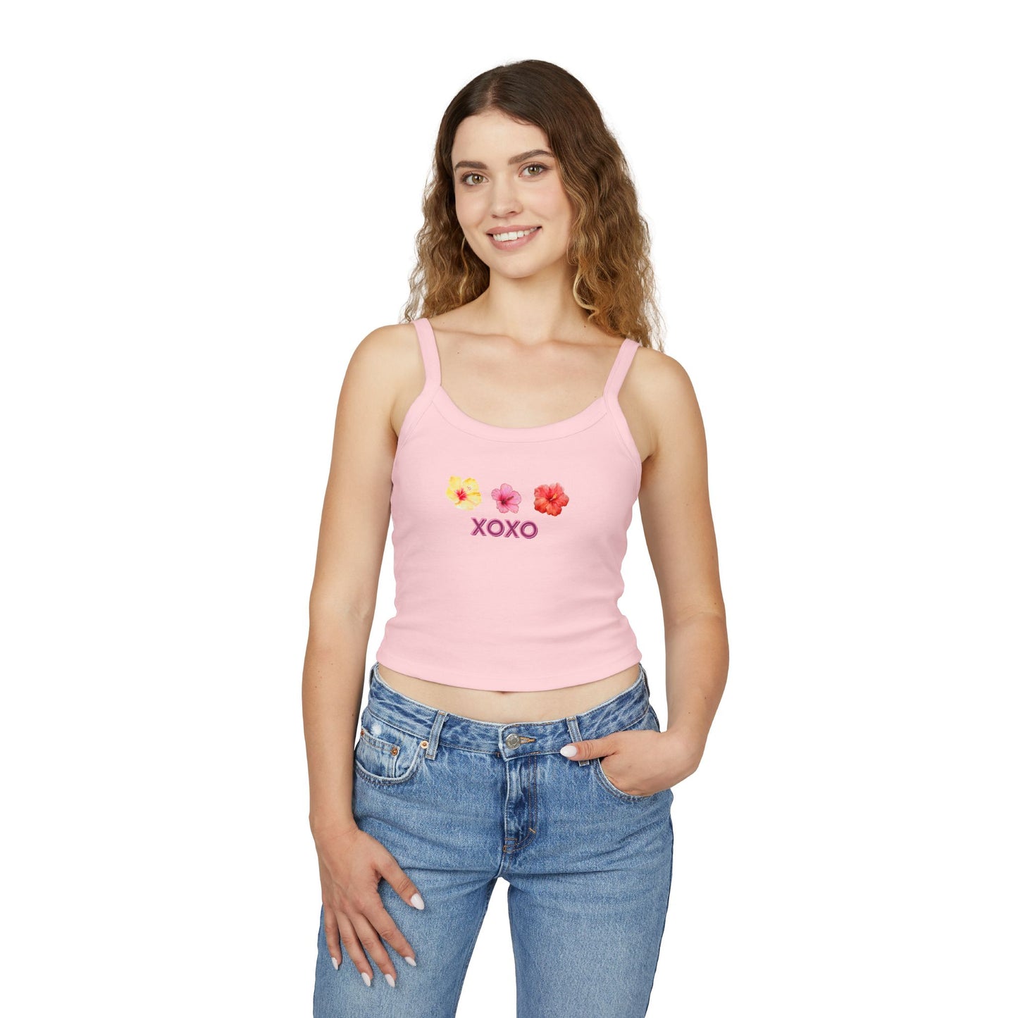 Hibiscus XOXO Women's Spaghetti Strap Tank Top