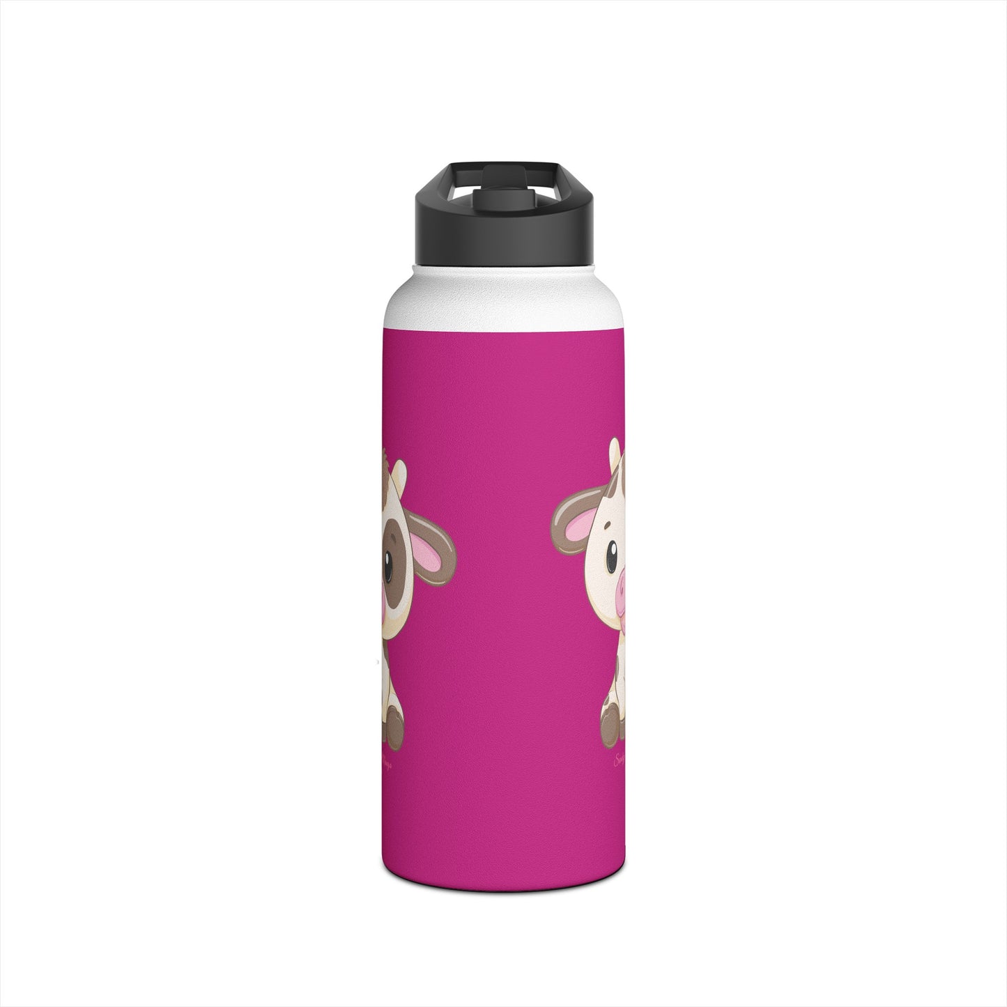 Sandy Cove Mango Cute Cow Stainless Steel Water Bottle, Standard Lid