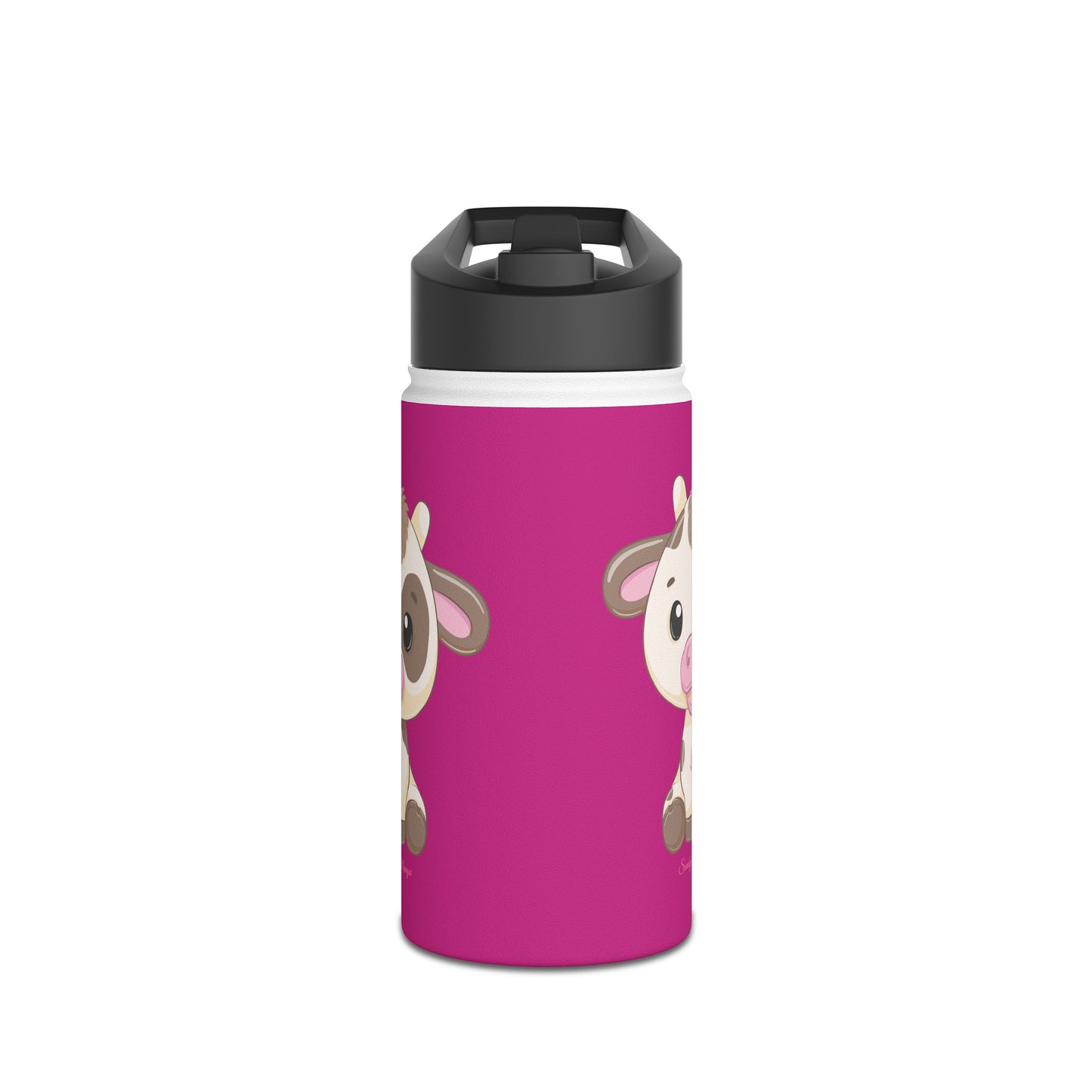 Sandy Cove Mango Cute Cow Stainless Steel Water Bottle, Standard Lid