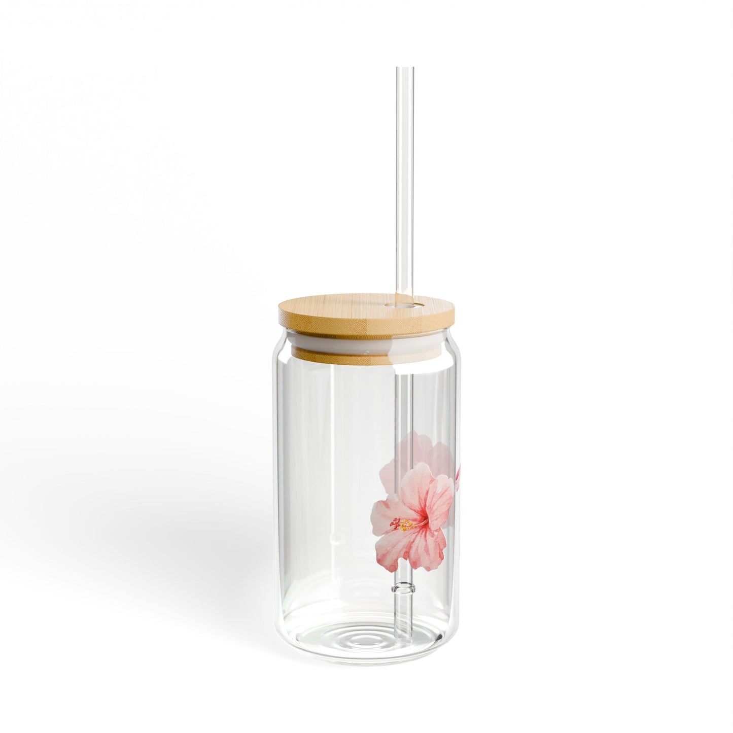 Bow/Hibiscus Sipper Glass, 16oz