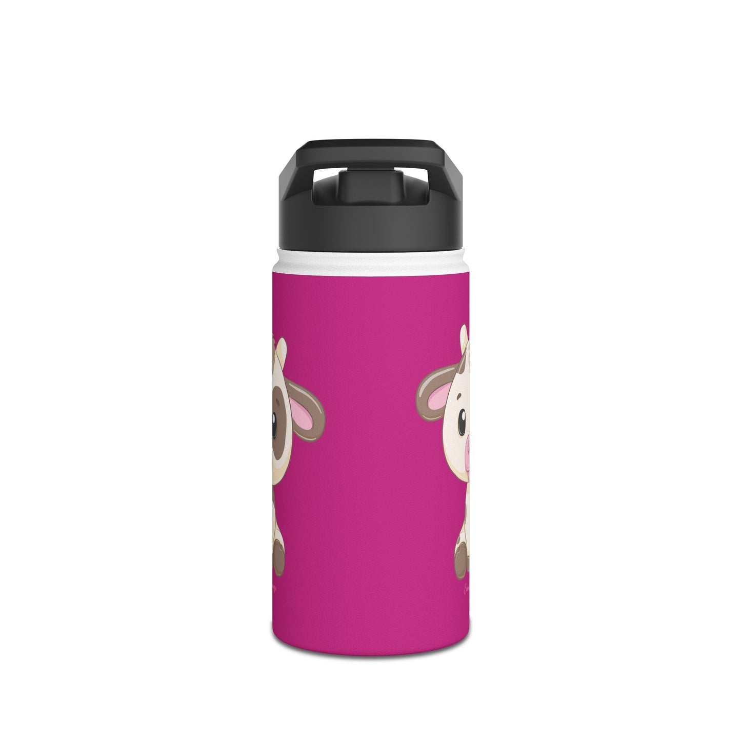 Sandy Cove Mango Cute Cow Stainless Steel Water Bottle, Standard Lid