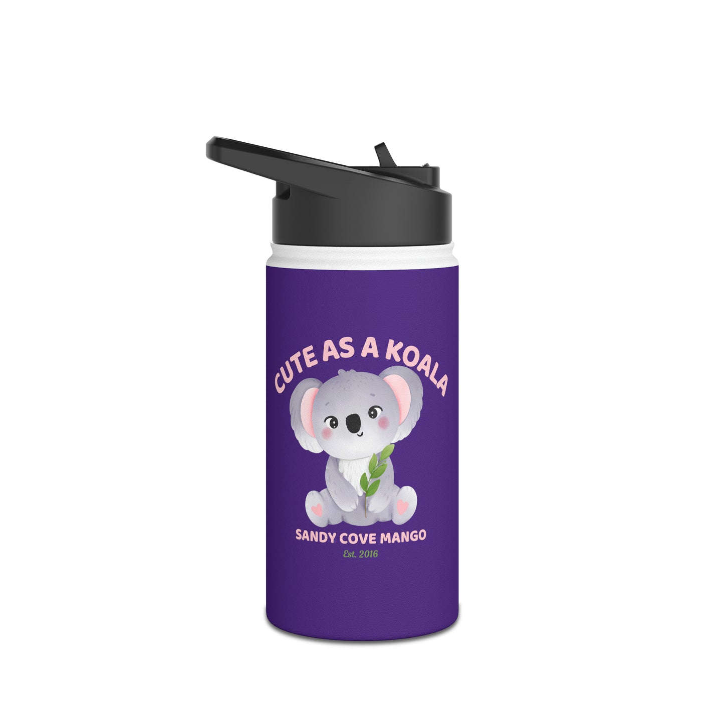 Sandy Cove Mango Cute as a Koala Stainless Steel Water Bottle, Standard Lid