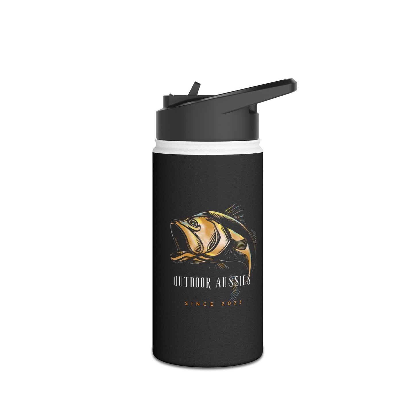 Outdoor Aussies Fishing Stainless Steel Water Bottle, Standard Lid