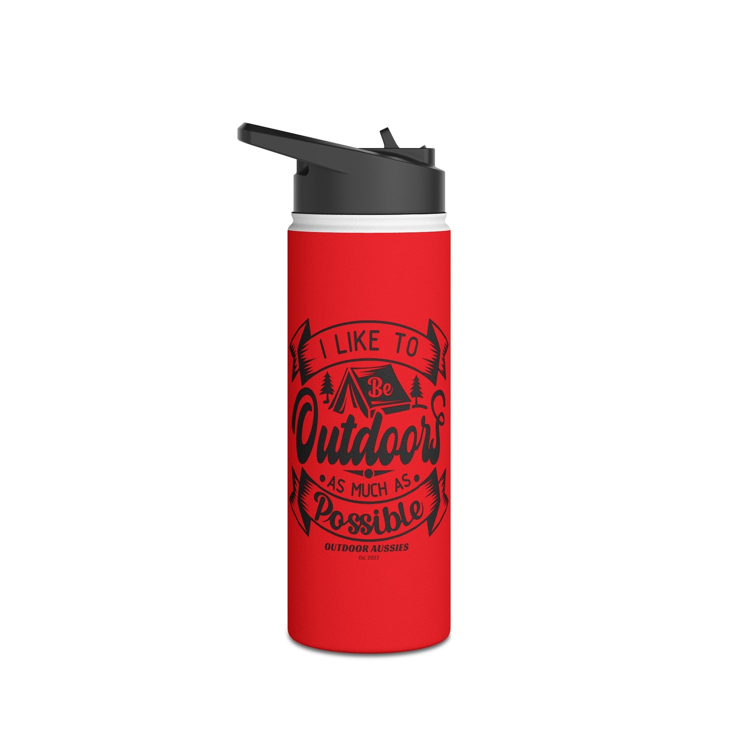 Outdoor Aussies Red Stainless Steel Water Bottle, Standard Lid