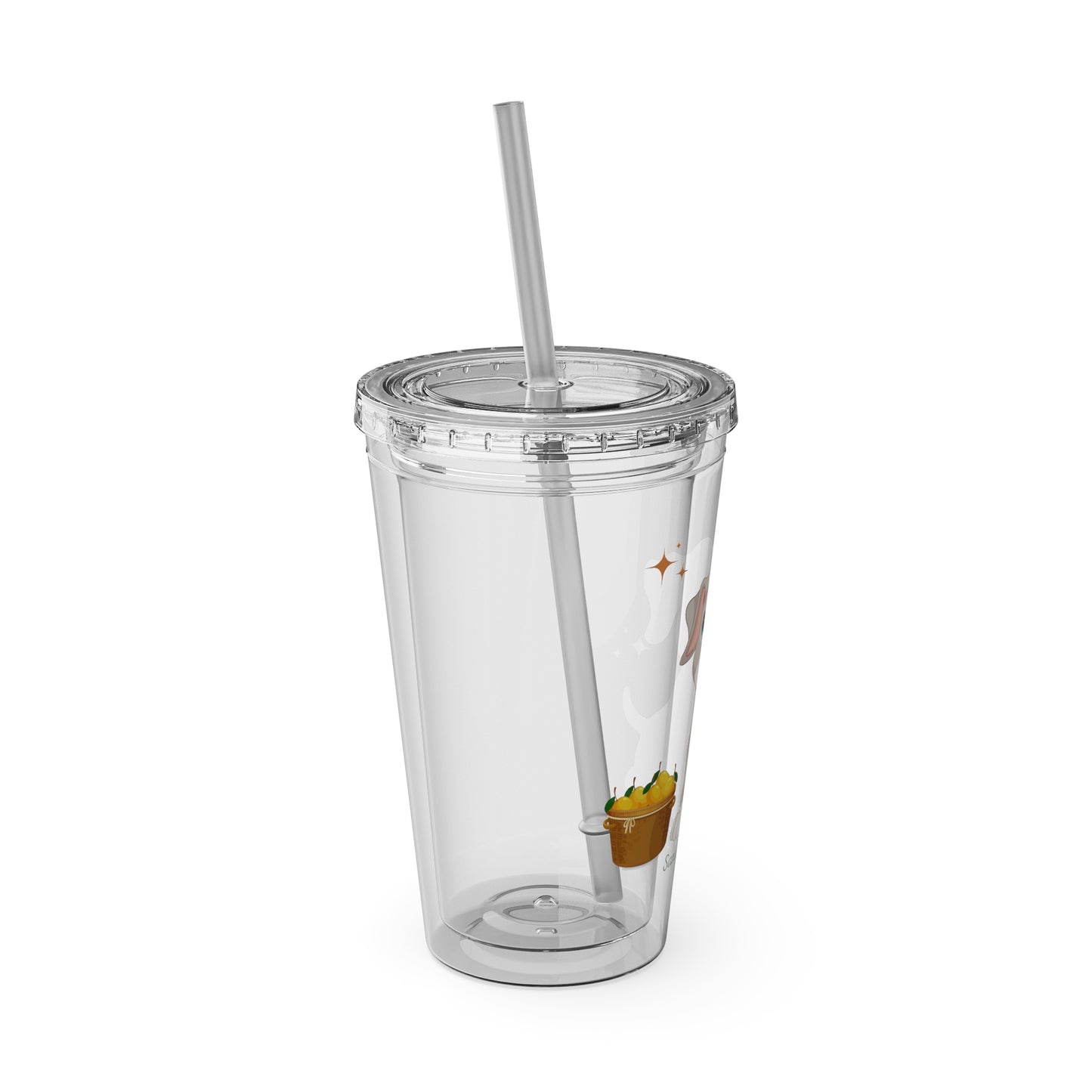 Sandy Cove's Delicious Mangoes Puppy Sunsplash Tumbler with Straw, 16oz (Printed in USA)