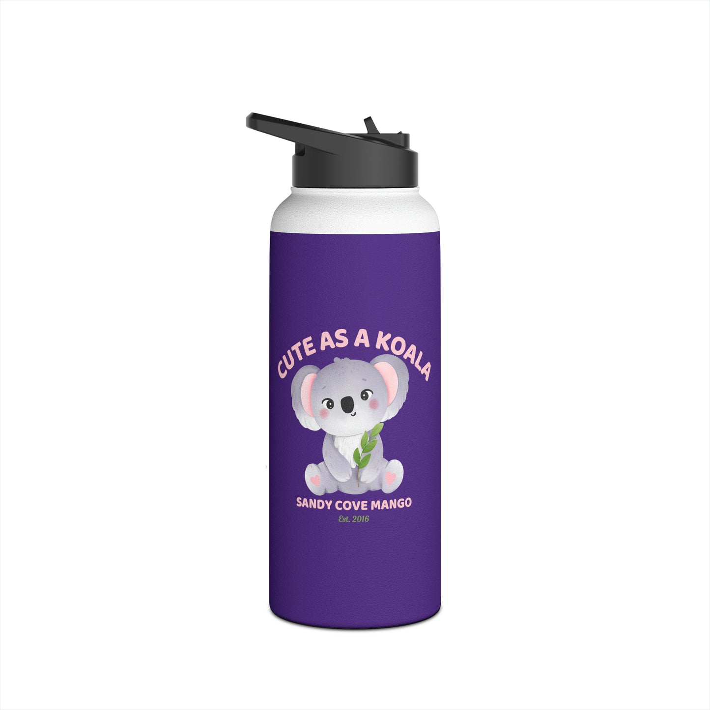 Sandy Cove Mango Cute as a Koala Stainless Steel Water Bottle, Standard Lid