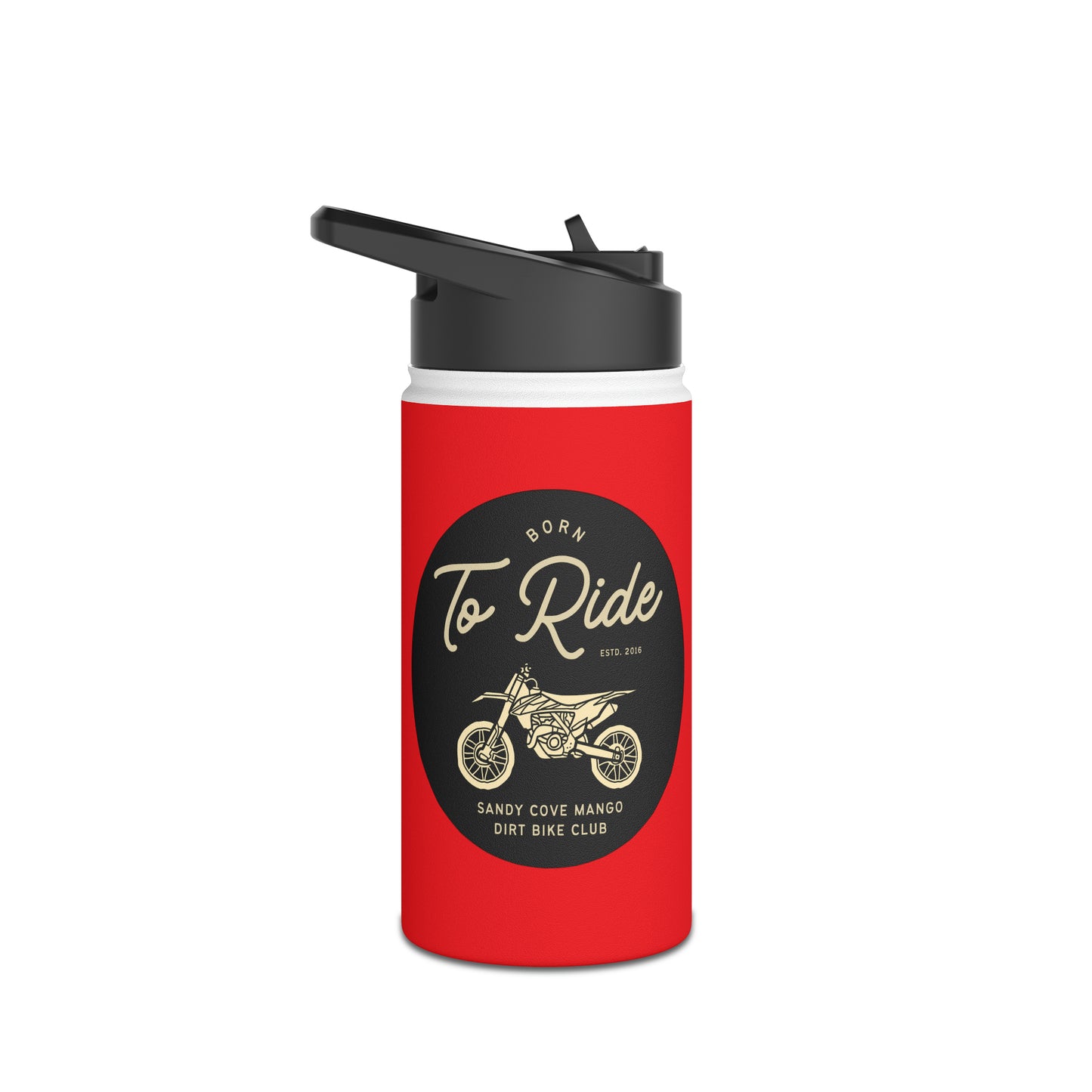 Sandy Cove Mango Born to Ride Red Stainless Steel Water Bottle, Standard Lid