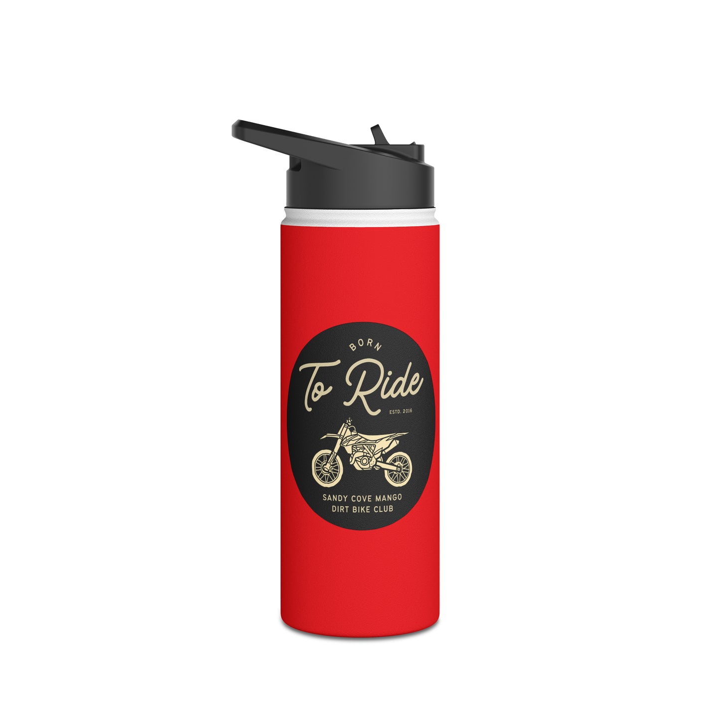 Sandy Cove Mango Born to Ride Red Stainless Steel Water Bottle, Standard Lid