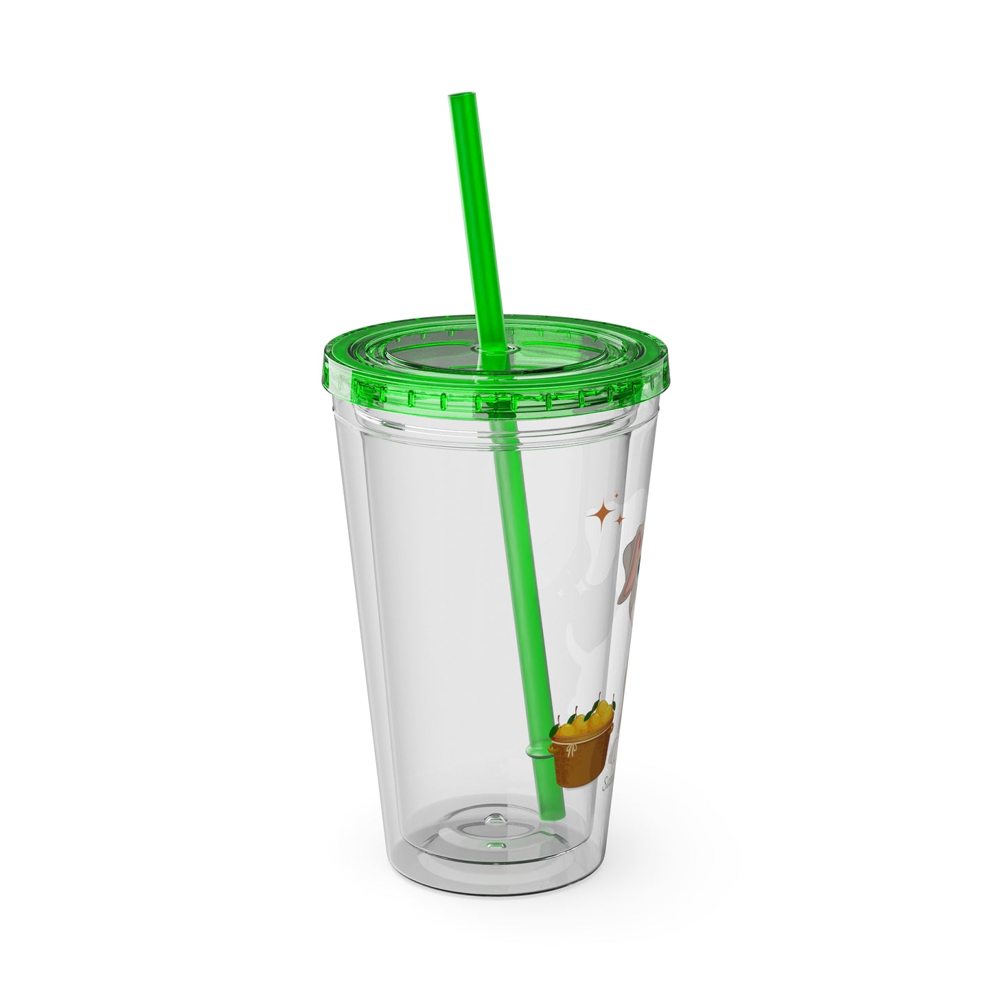 Sandy Cove's Delicious Mangoes Puppy Sunsplash Tumbler with Straw, 16oz (Printed in USA)