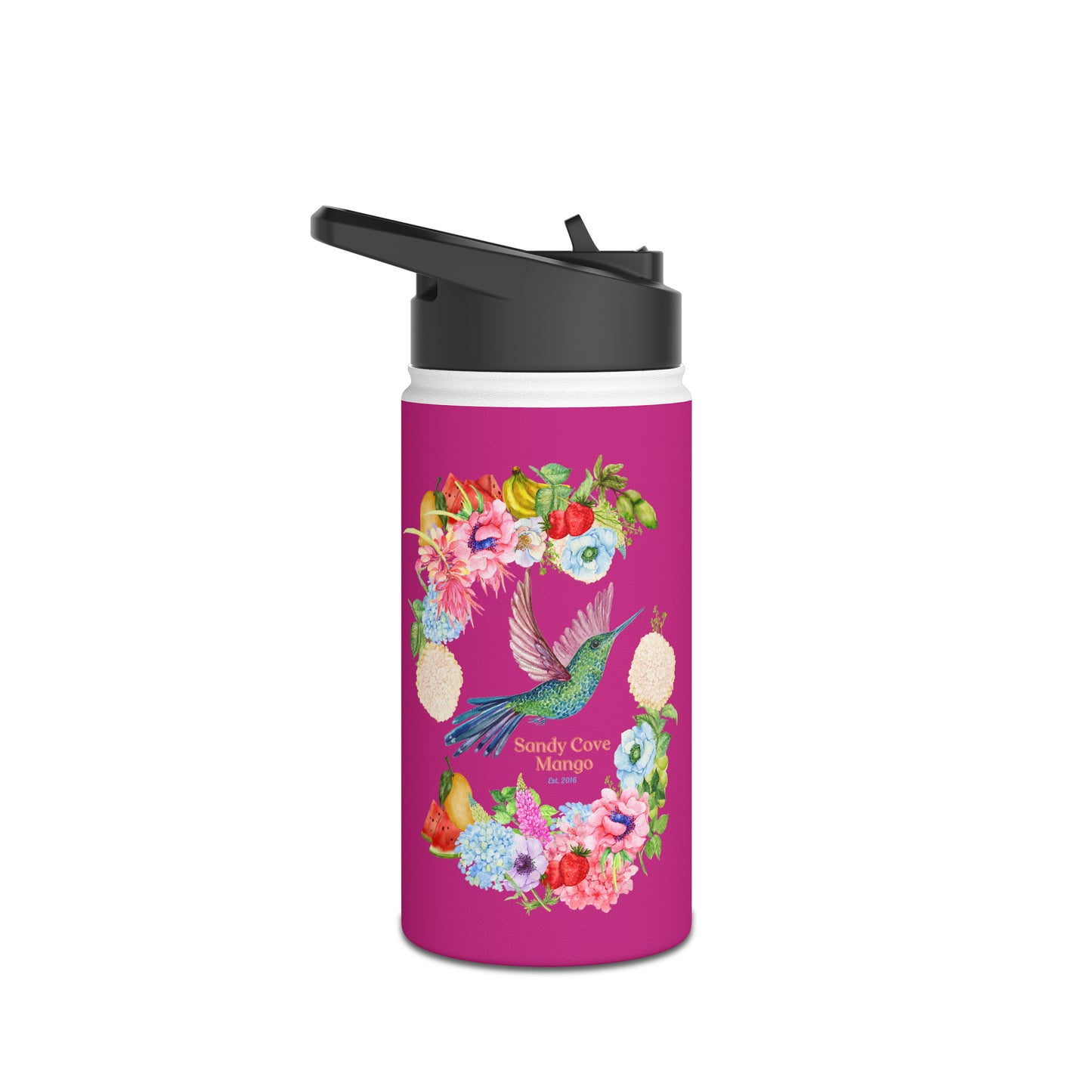 Sandy Cove Mango Birds and Blossoms Stainless Steel Water Bottle, Standard Lid