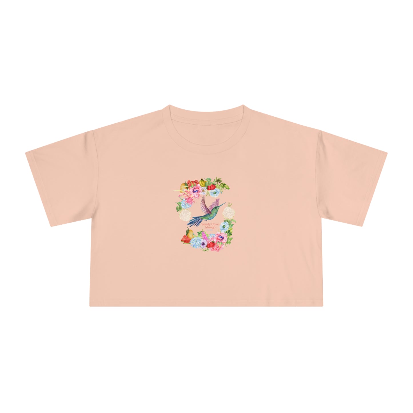 Snady Cove Mango Birds and Blossoms Women's Crop Tee