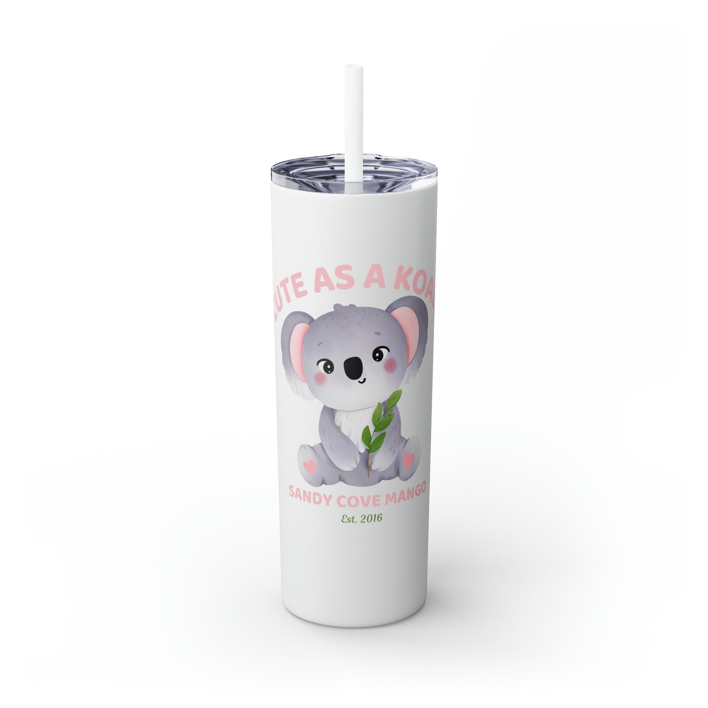 Sandy Cove Mango Cute as a Koala Skinny Tumbler with Straw, 20oz