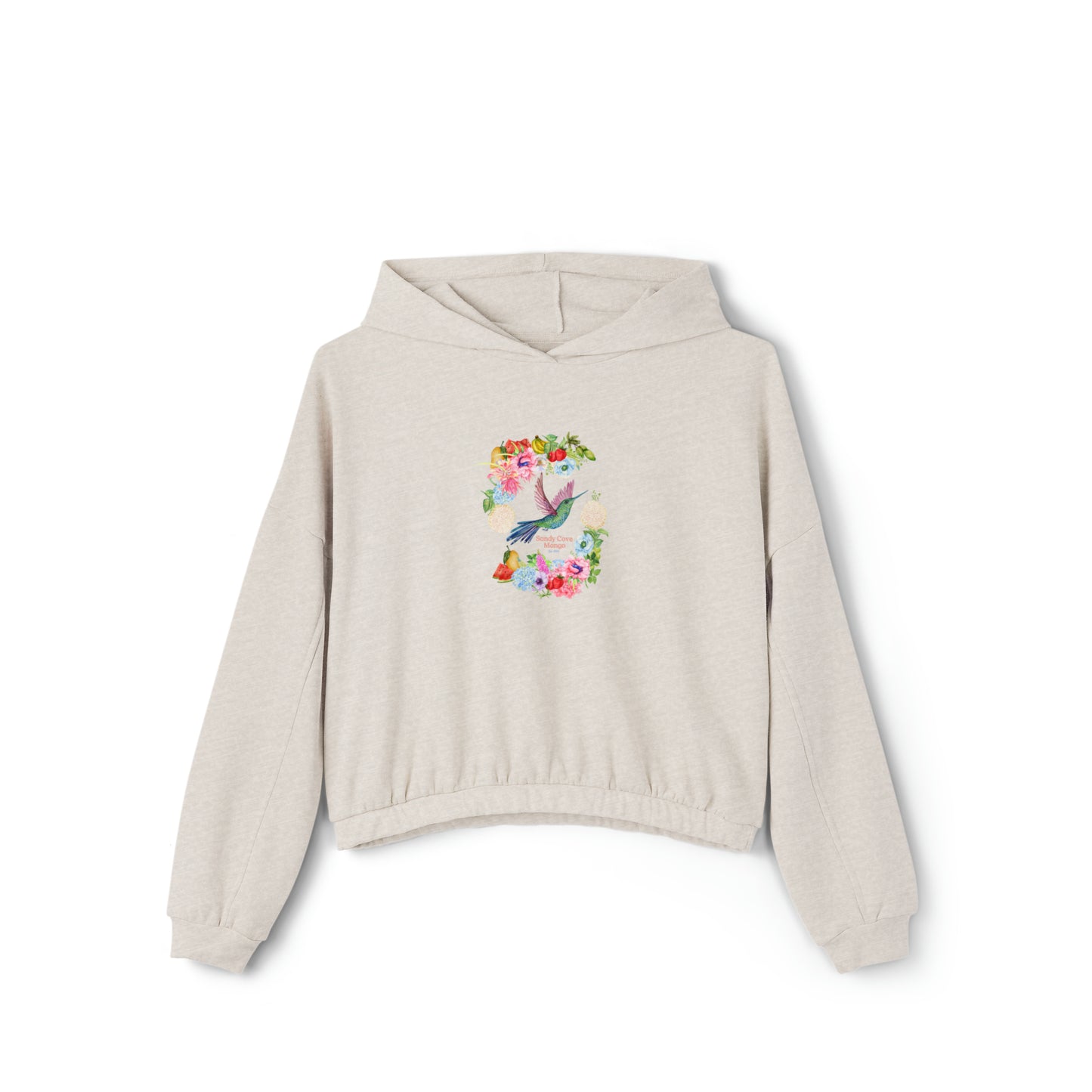 Sandy Cove Mango Birds and Blossoms Women's Cinched Bottom Hoodie