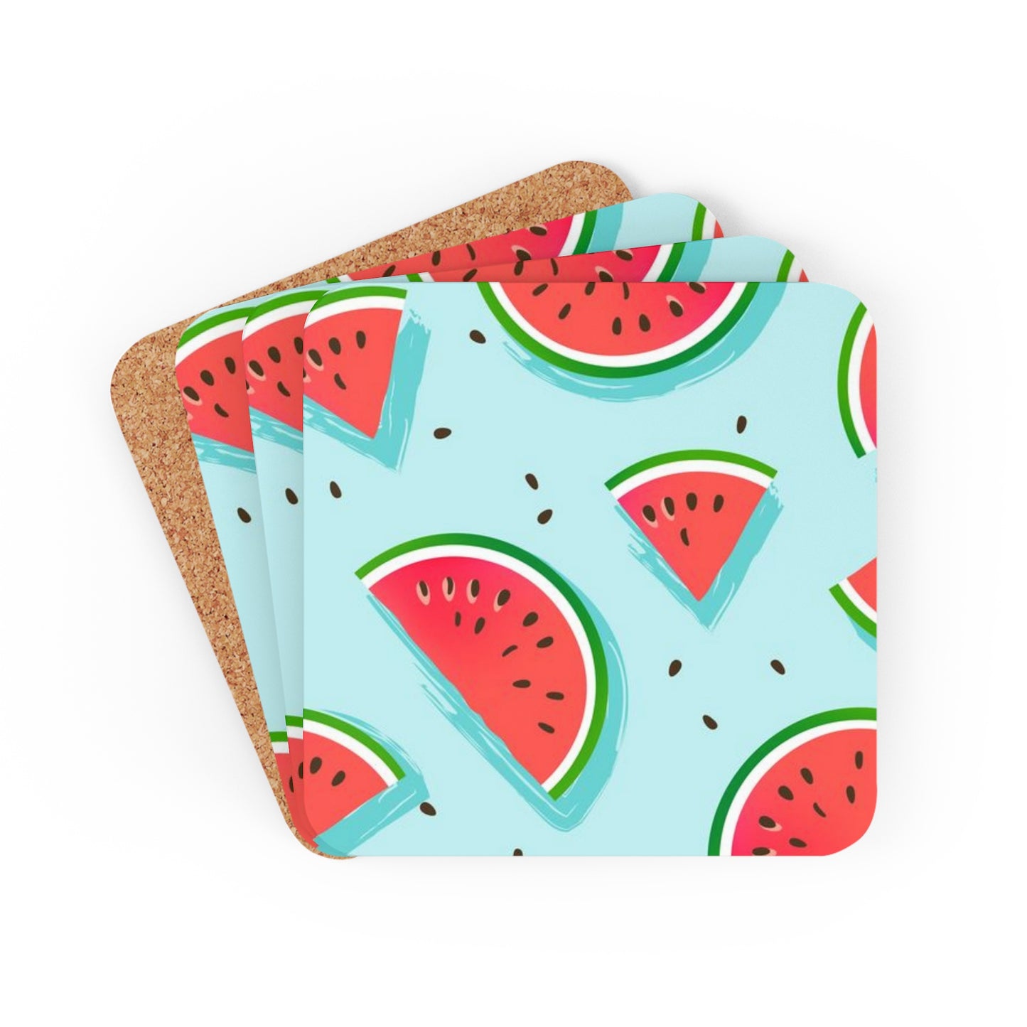 Sandy Cove MP Watermelon Corkwood Coaster Set