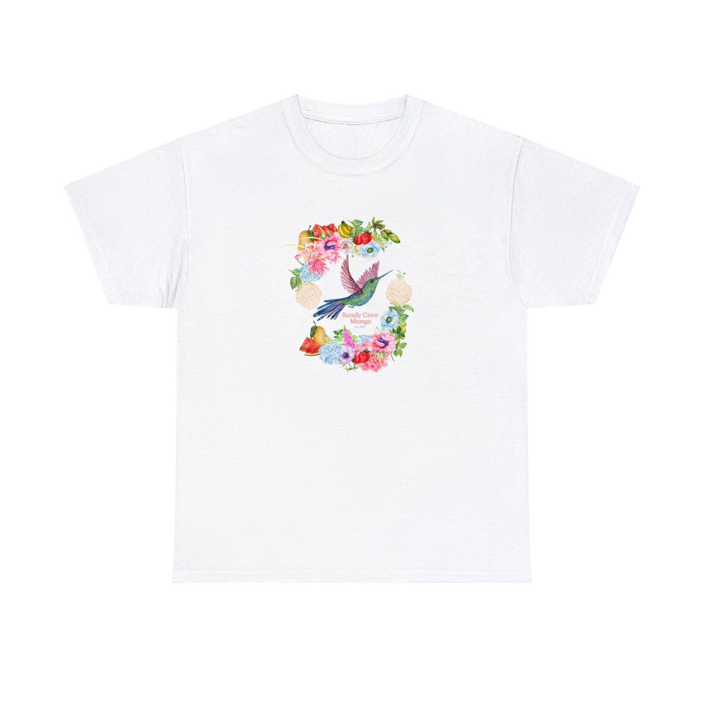 Sandy Cove Mango Birds and Blossoms Cotton Tee