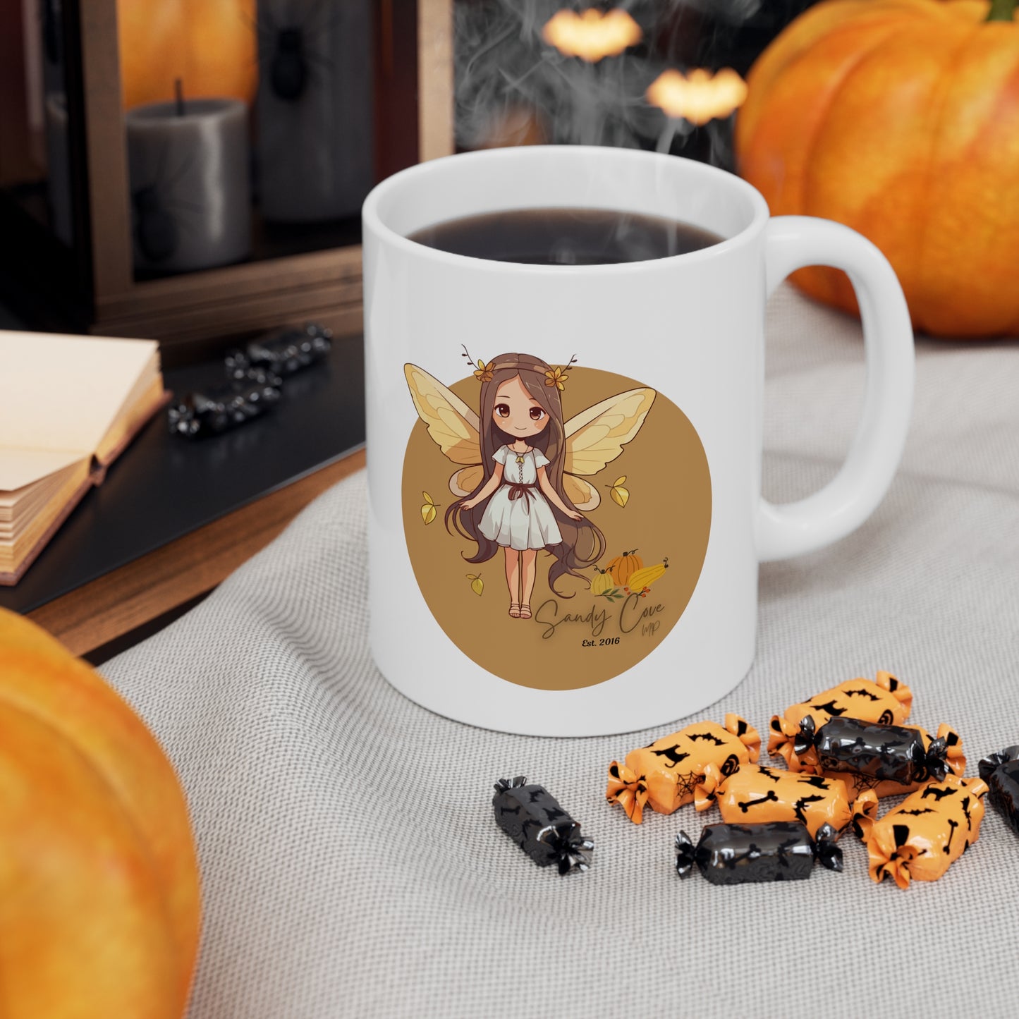 Sandy Cove MP Pumpkin Fairy Ceramic Coffee Cups, 11oz, 15oz