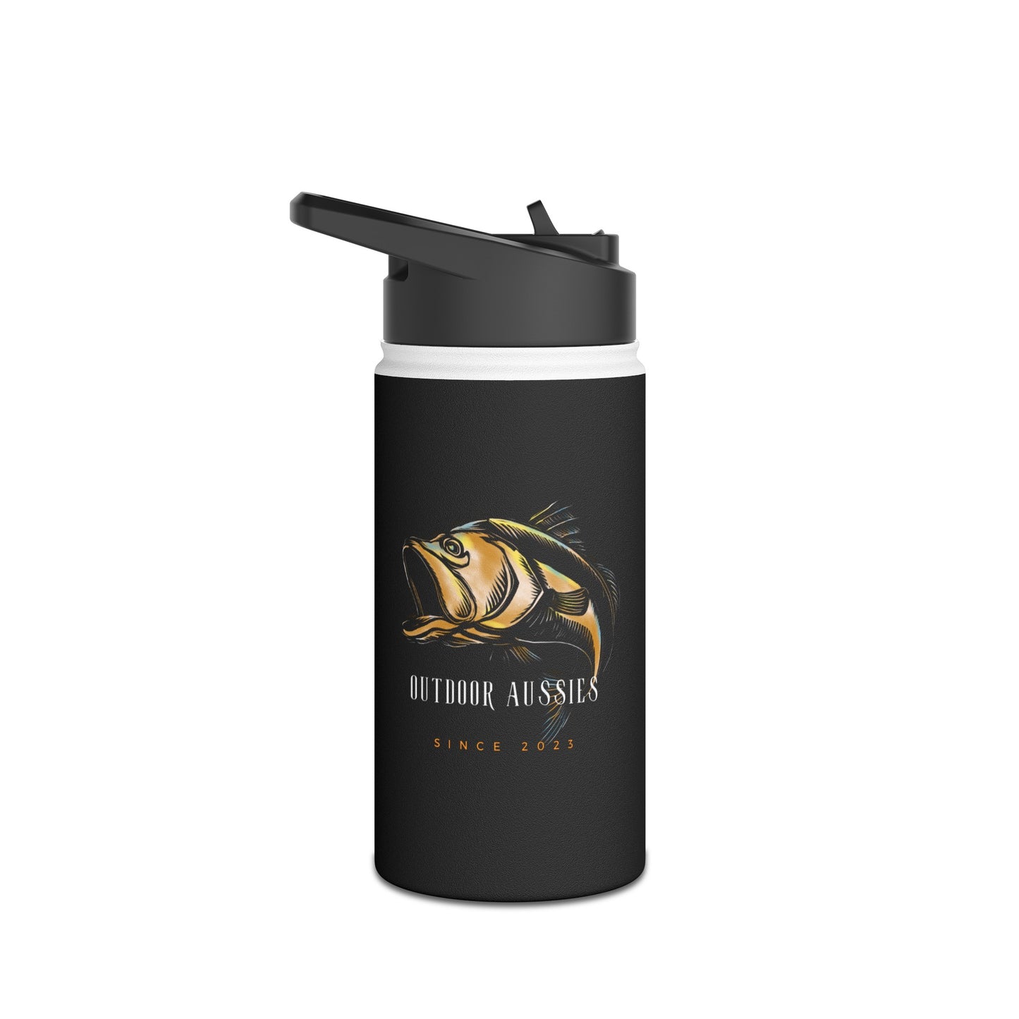 Outdoor Aussies Fishing Stainless Steel Water Bottle, Standard Lid