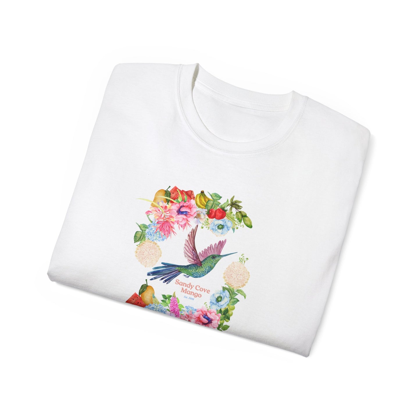 Sandy Cove Mango Birds and Blossoms Cotton Tee (Printed in USA)