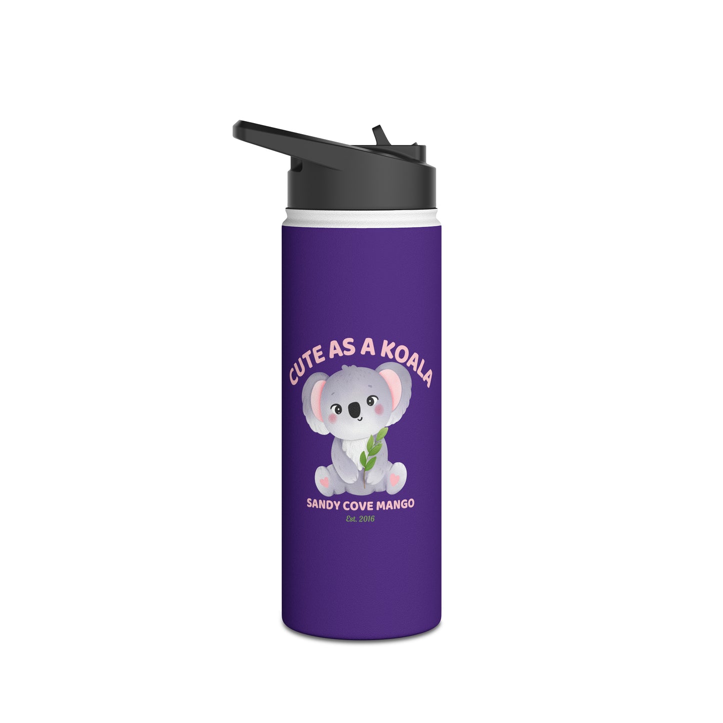 Sandy Cove Mango Cute as a Koala Stainless Steel Water Bottle, Standard Lid