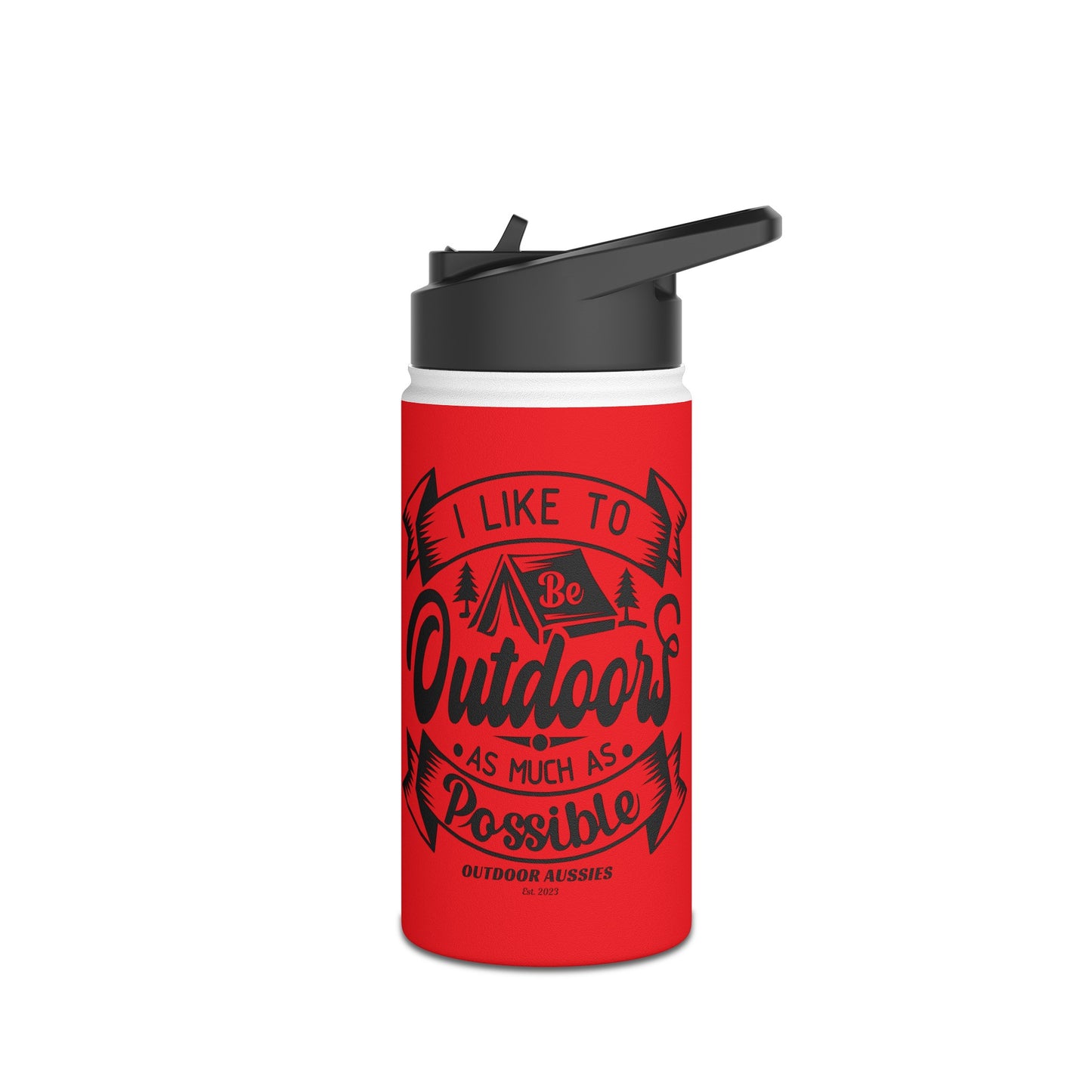 Outdoor Aussies Red Stainless Steel Water Bottle, Standard Lid