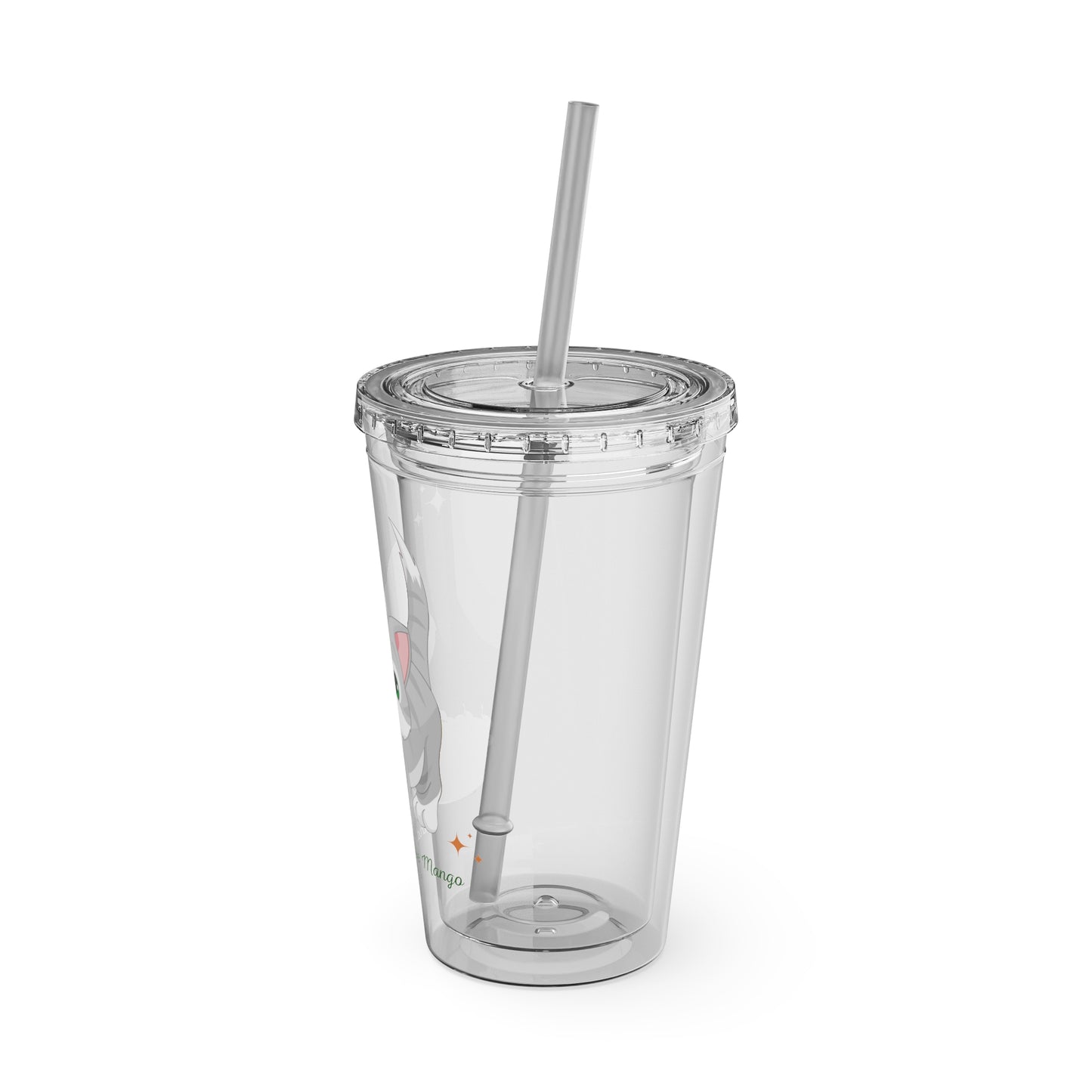 Sandy Cove's Delicious Mangoes Kitten Sunsplash Tumbler with Straw, 16oz (Printed in USA)