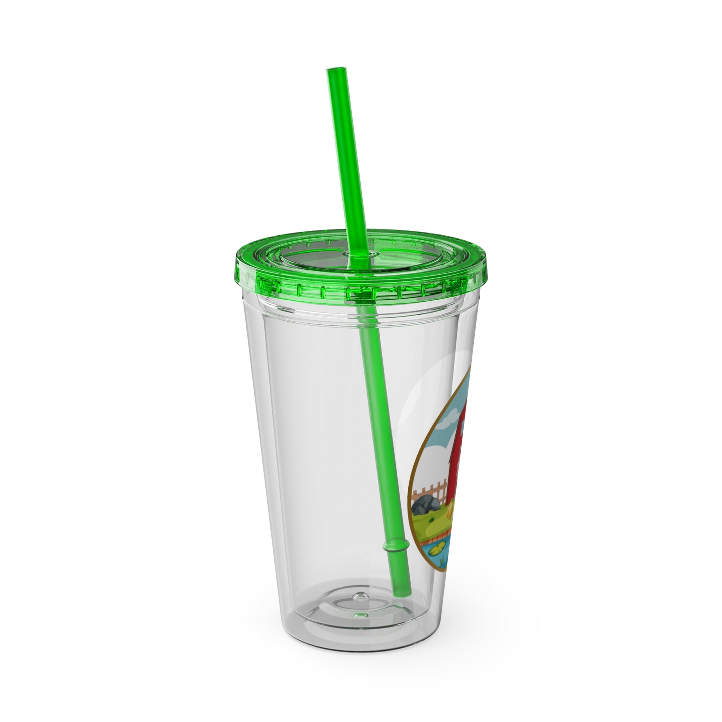 Sandy Cove's Delicious Mangoes Puppy Sunsplash Tumbler with Straw, 16oz (Printed in USA)