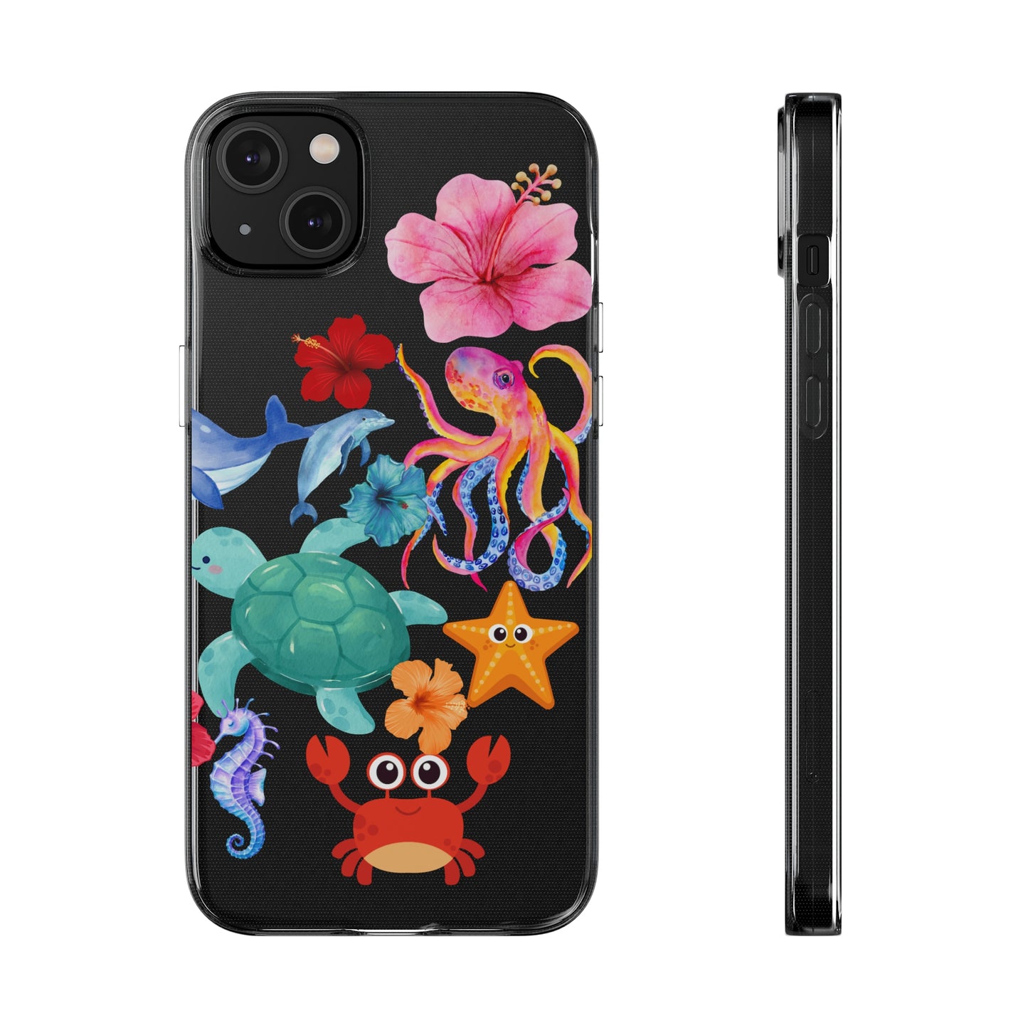 Hibiscus Ocean Clear Silicone Phone Cases