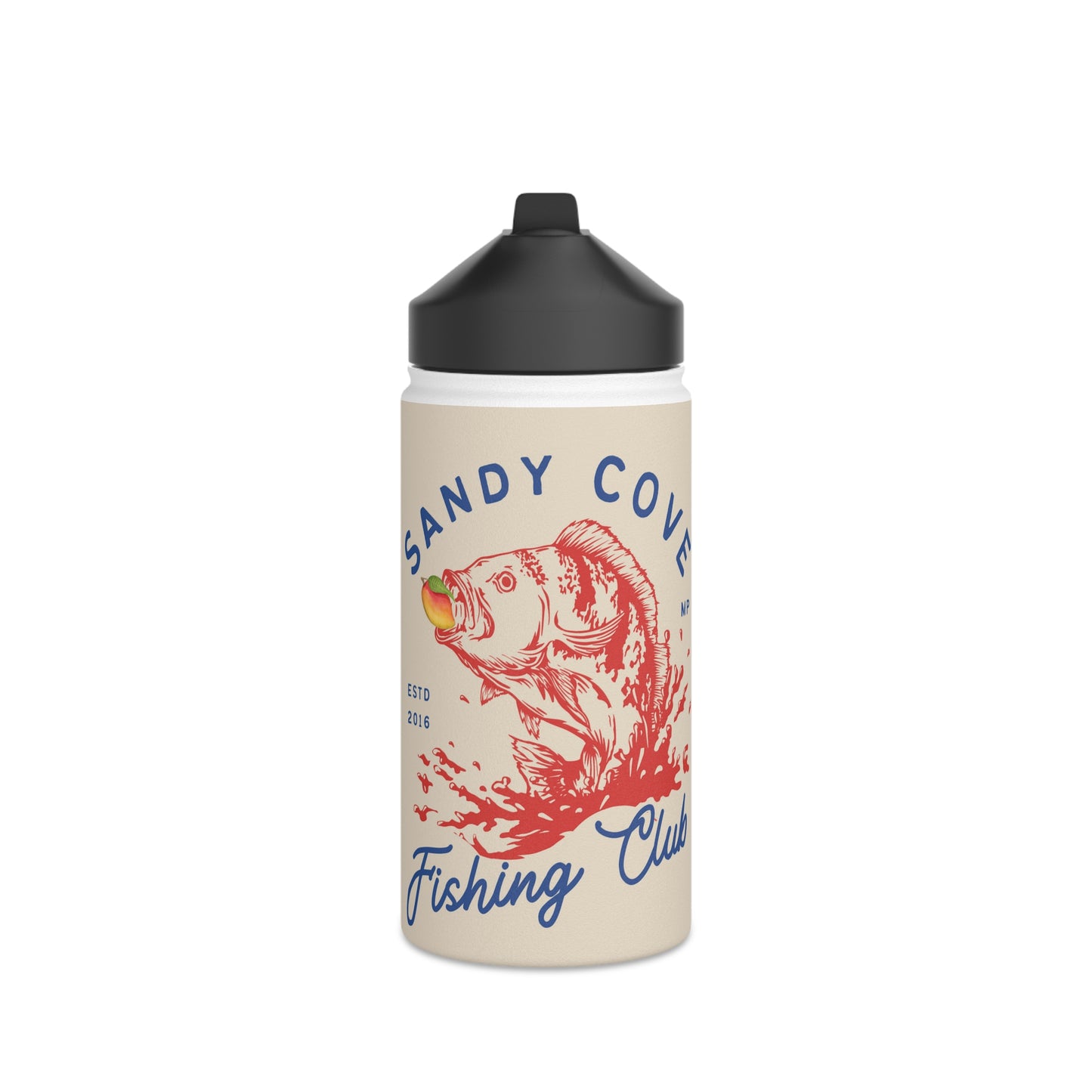 Sandy Cove MP Fishing Club Stainless Steel Water Bottle, Standard Lid