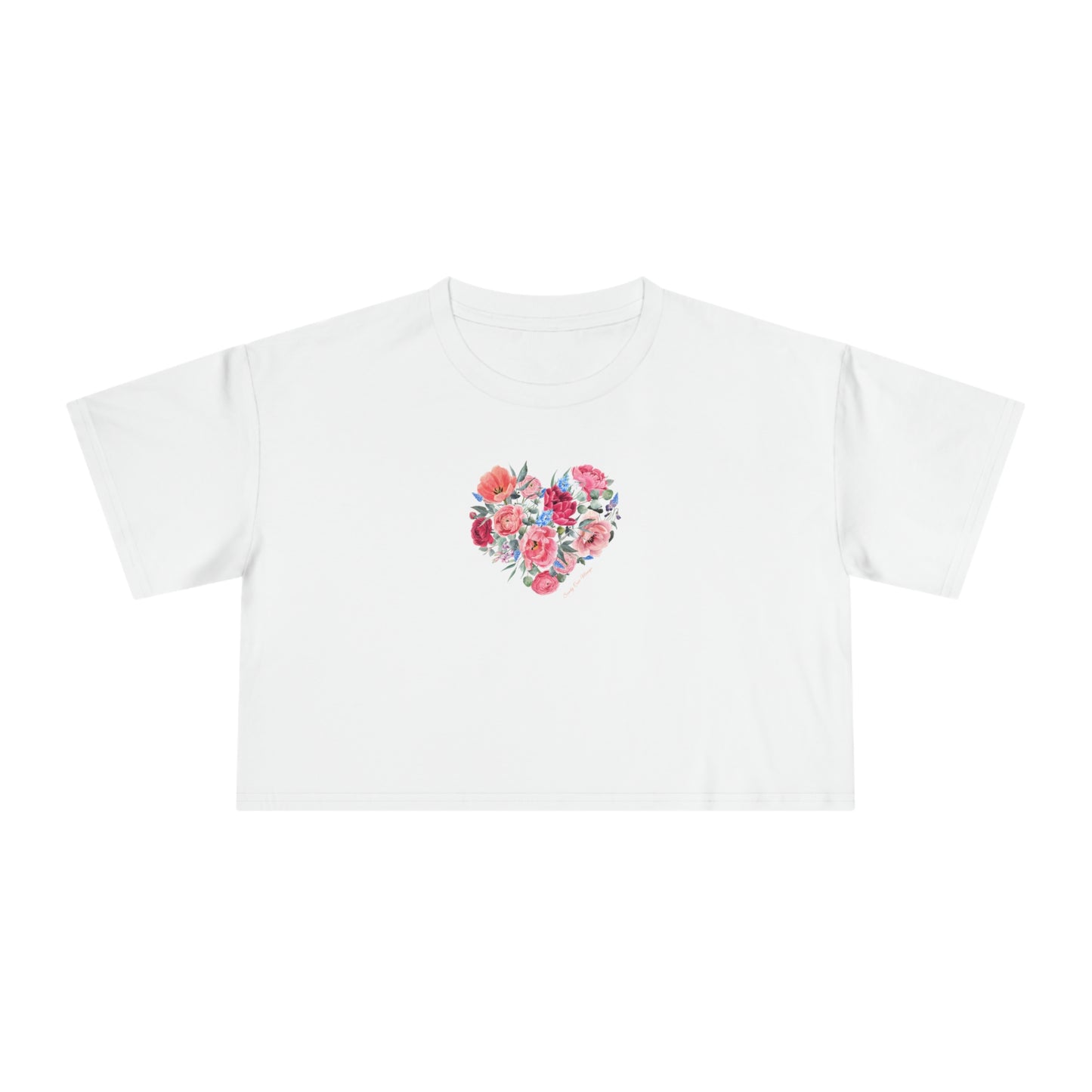 Sandy Cove Mango Spring Flowers Women's Crop Tee