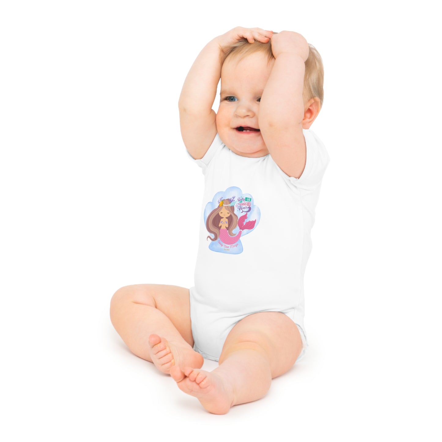 Sandy Cove Mango Salty Air Mermaid Baby Short Sleeve Bodysuit