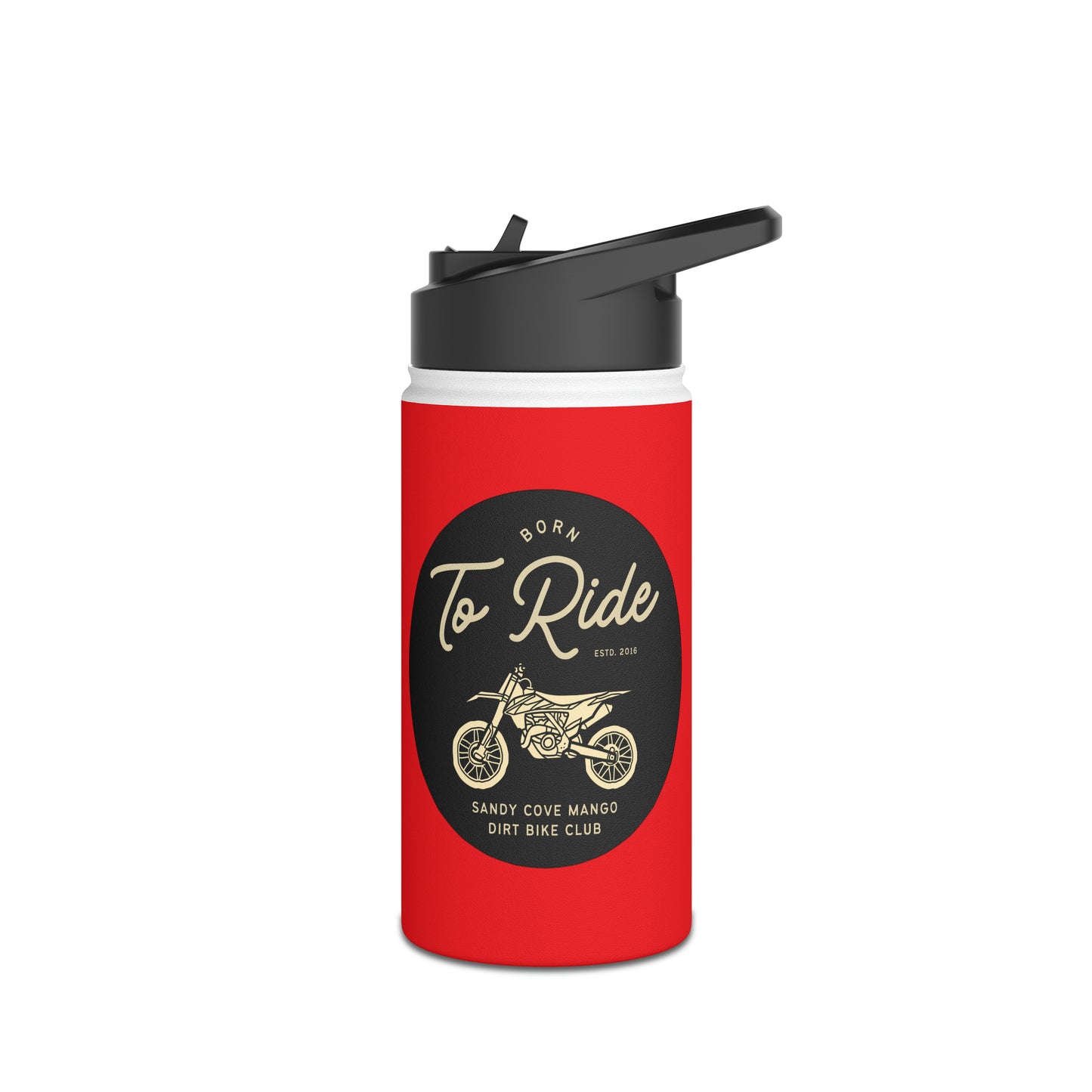 Sandy Cove Mango Born to Ride Red Stainless Steel Water Bottle, Standard Lid