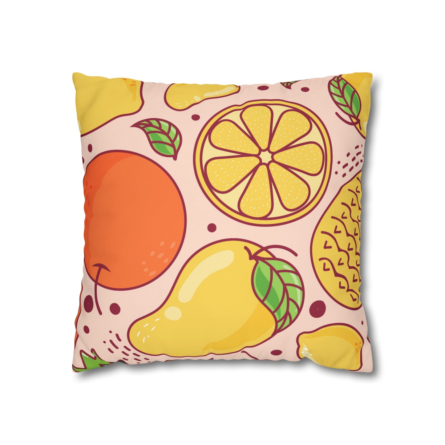 Sandy Cove Mango Tropical Fruit Square Poly Canvas Pillowcase