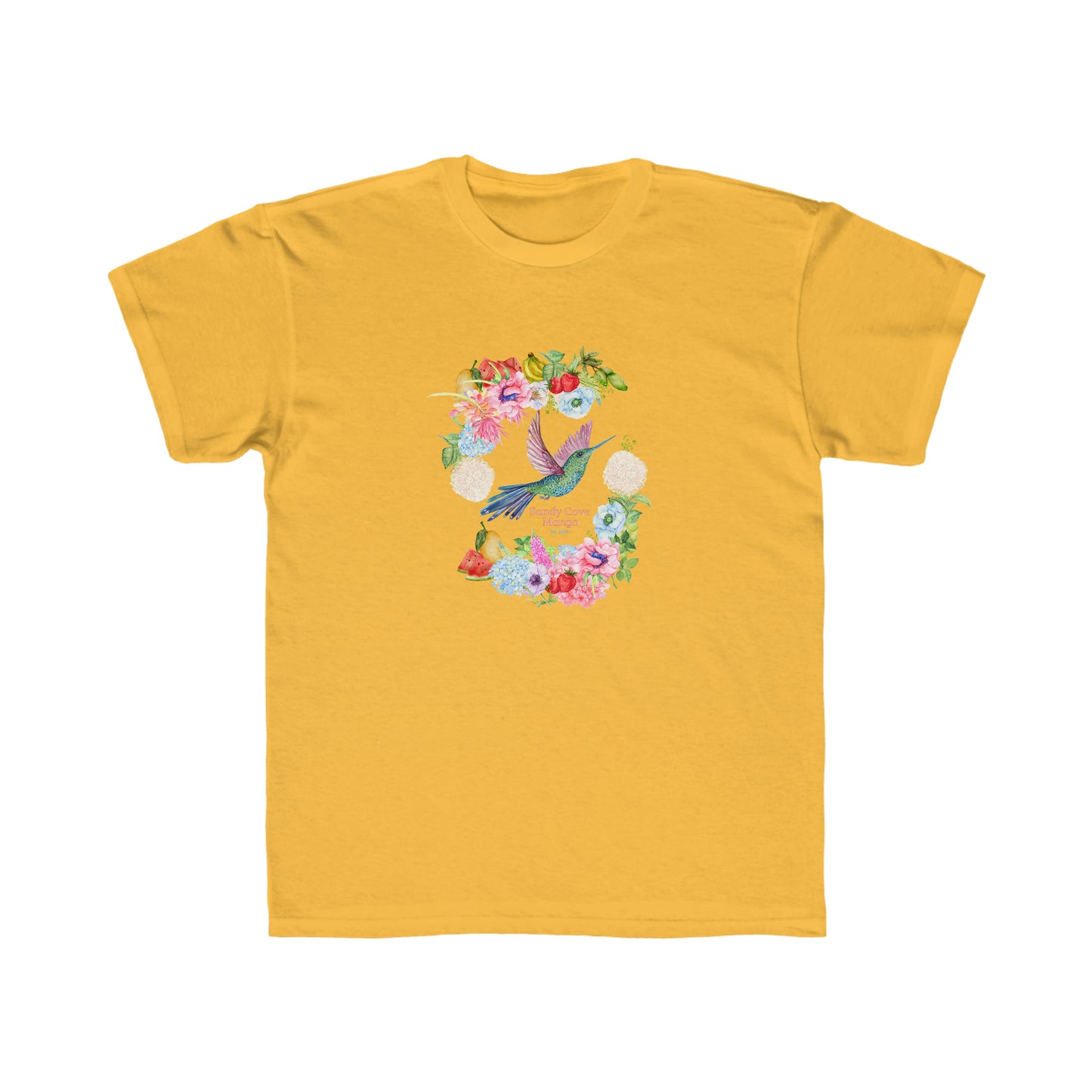 Sandy Cove Mango Birds and Blossoms Kids Regular Fit Tee (Printed in USA)