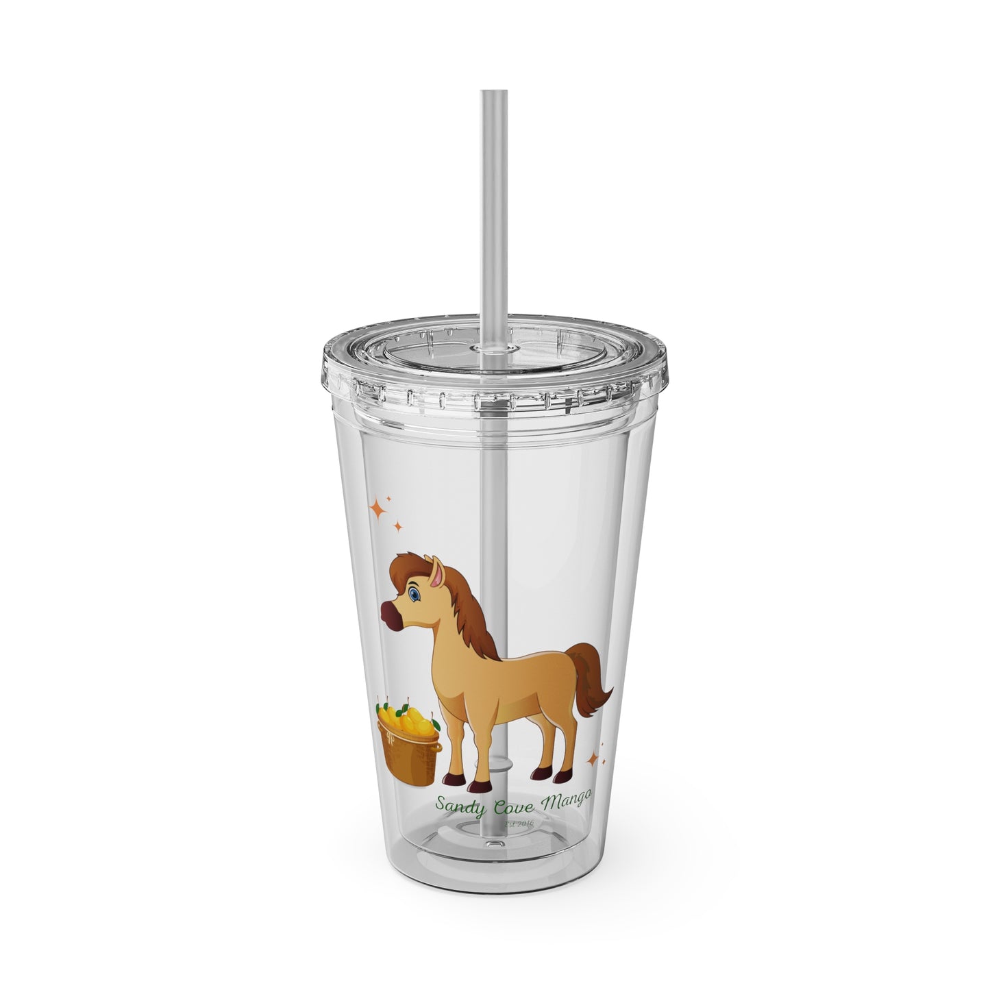 Sandy Cove's Delicious Mangoes Foal Sunsplash Tumbler with Straw, 16oz (Printed in USA)