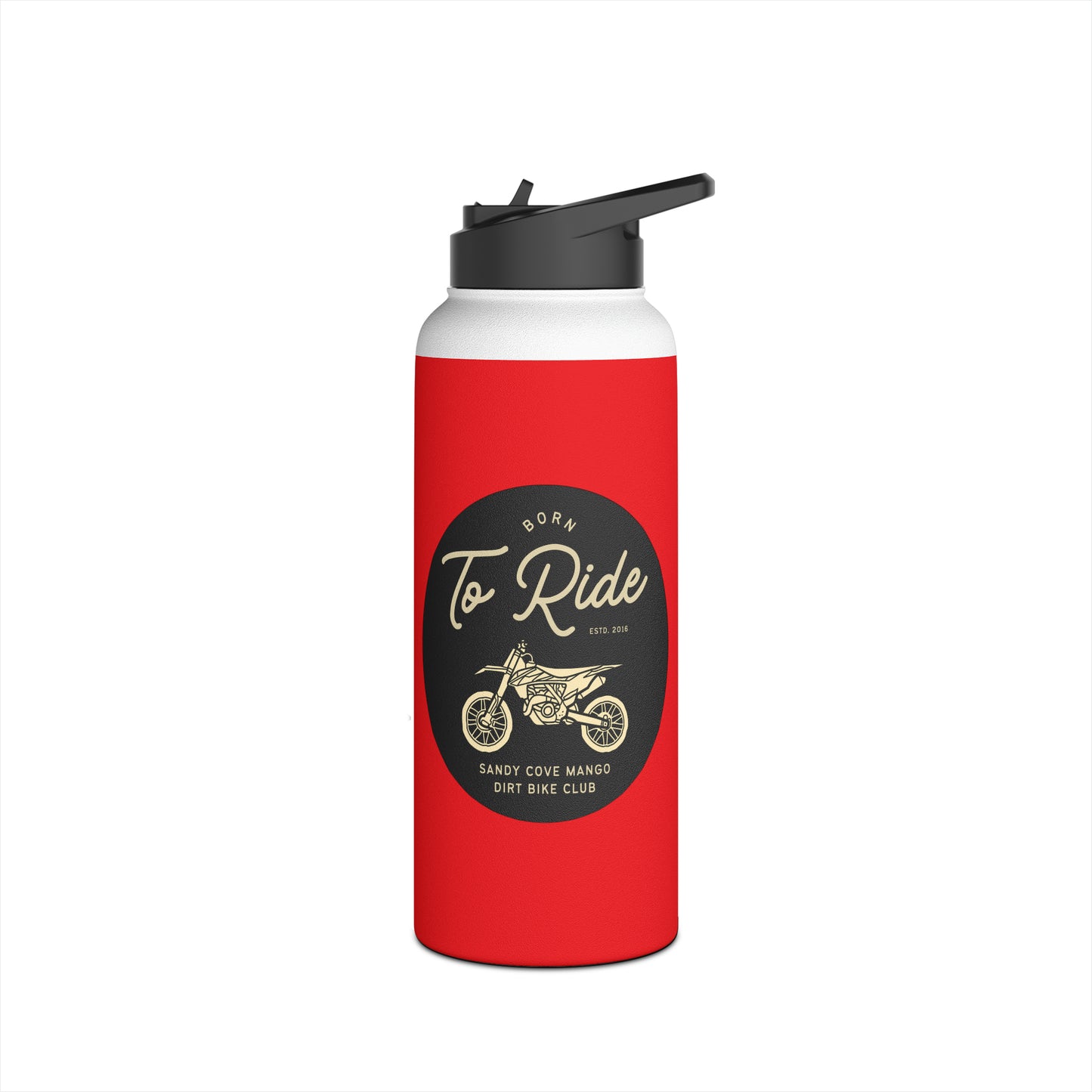 Sandy Cove Mango Born to Ride Red Stainless Steel Water Bottle, Standard Lid