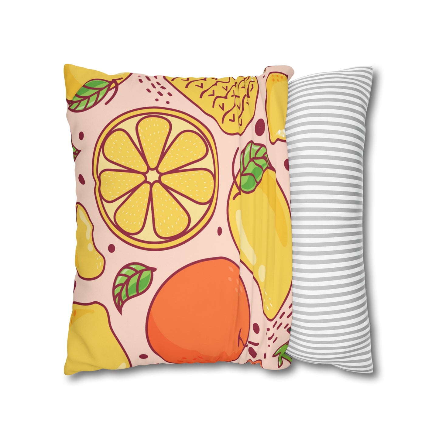 Sandy Cove Mango Tropical Fruit Square Poly Canvas Pillowcase