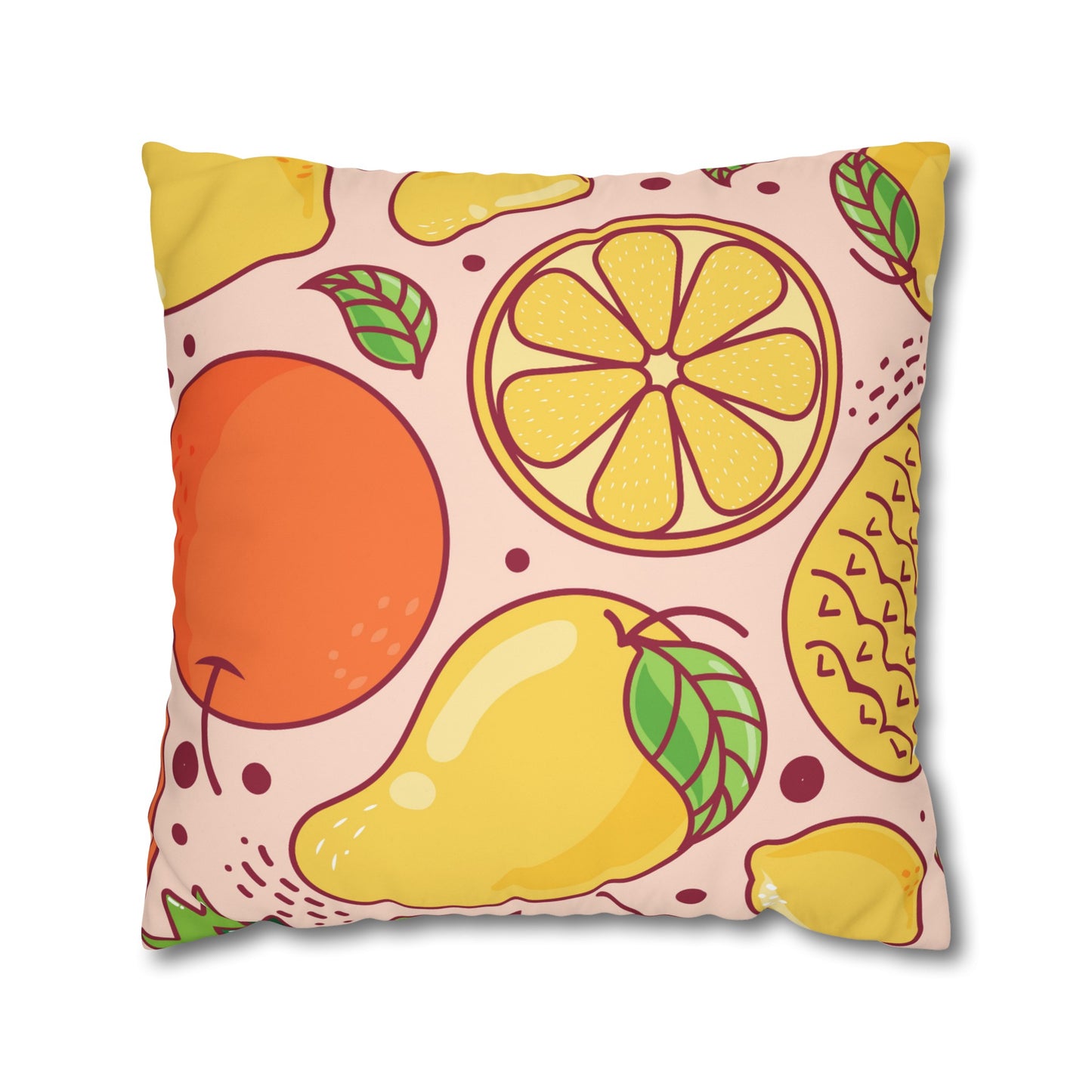 Sandy Cove Mango Tropical Fruit Square Poly Canvas Pillowcase