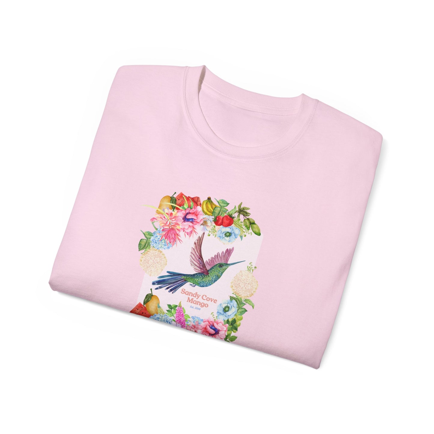 Sandy Cove Mango Birds and Blossoms Cotton Tee (Printed in USA)